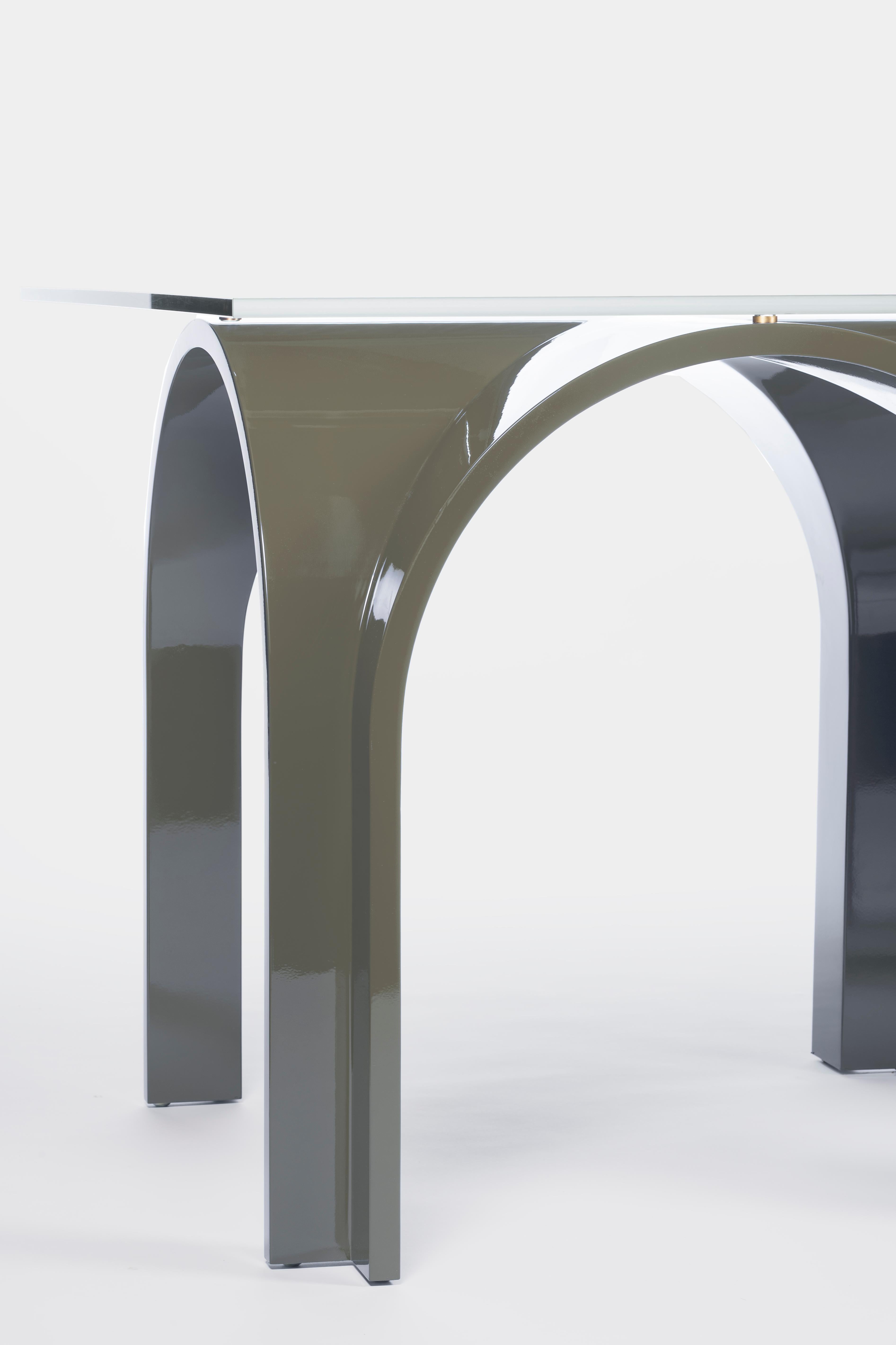 Lacquer Color Wood Dining Table with Rectangular Glass Top by Antonio De Marco in vendita 6