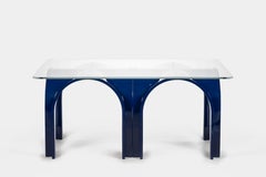 Lacquer Color Wood Dining Table with Rectangular Glass Top by Antonio De Marco