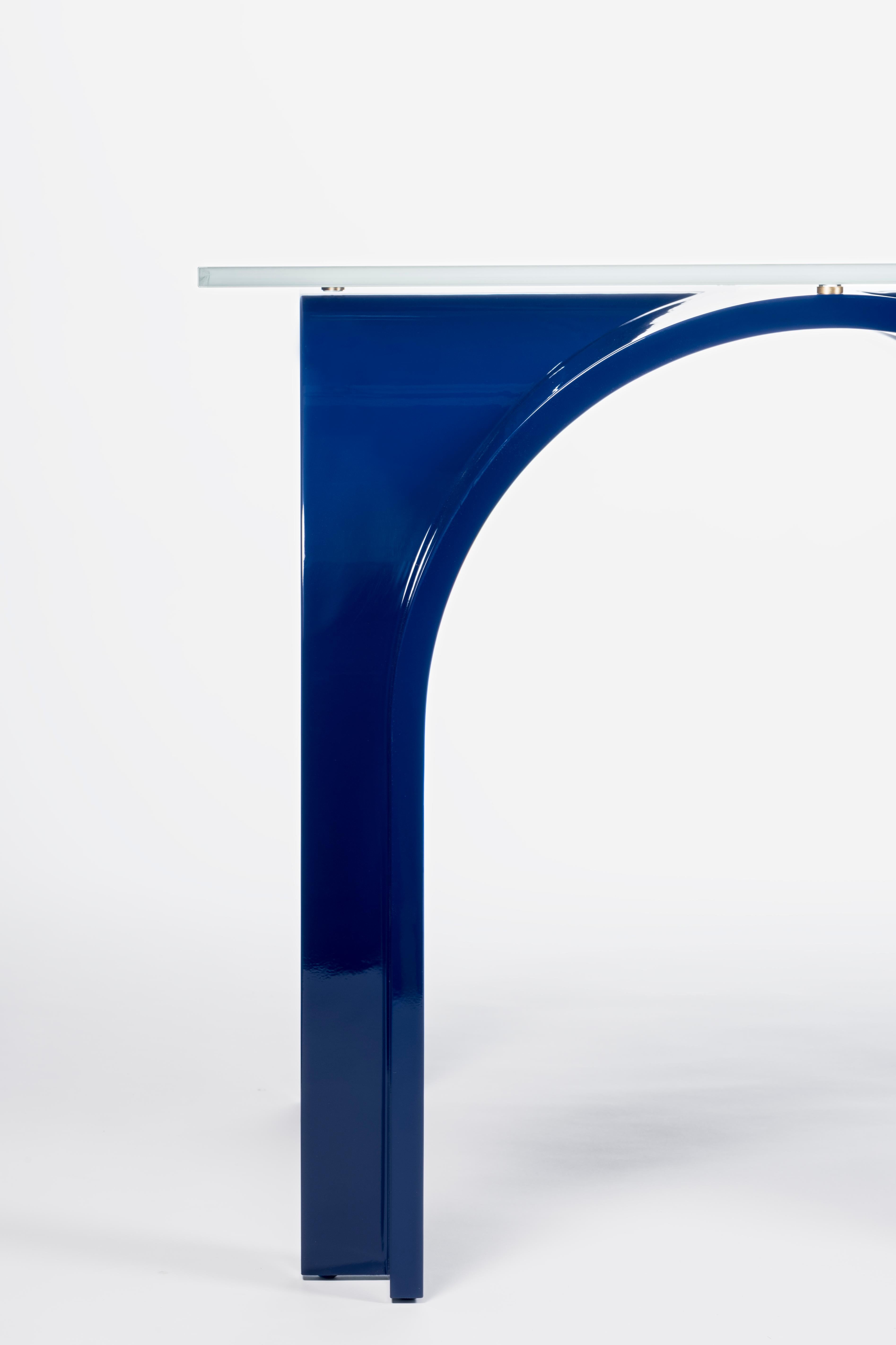Postmoderno Lacquer Color Wood Dining Table with Rectangular Glass Top by Antonio De Marco in vendita