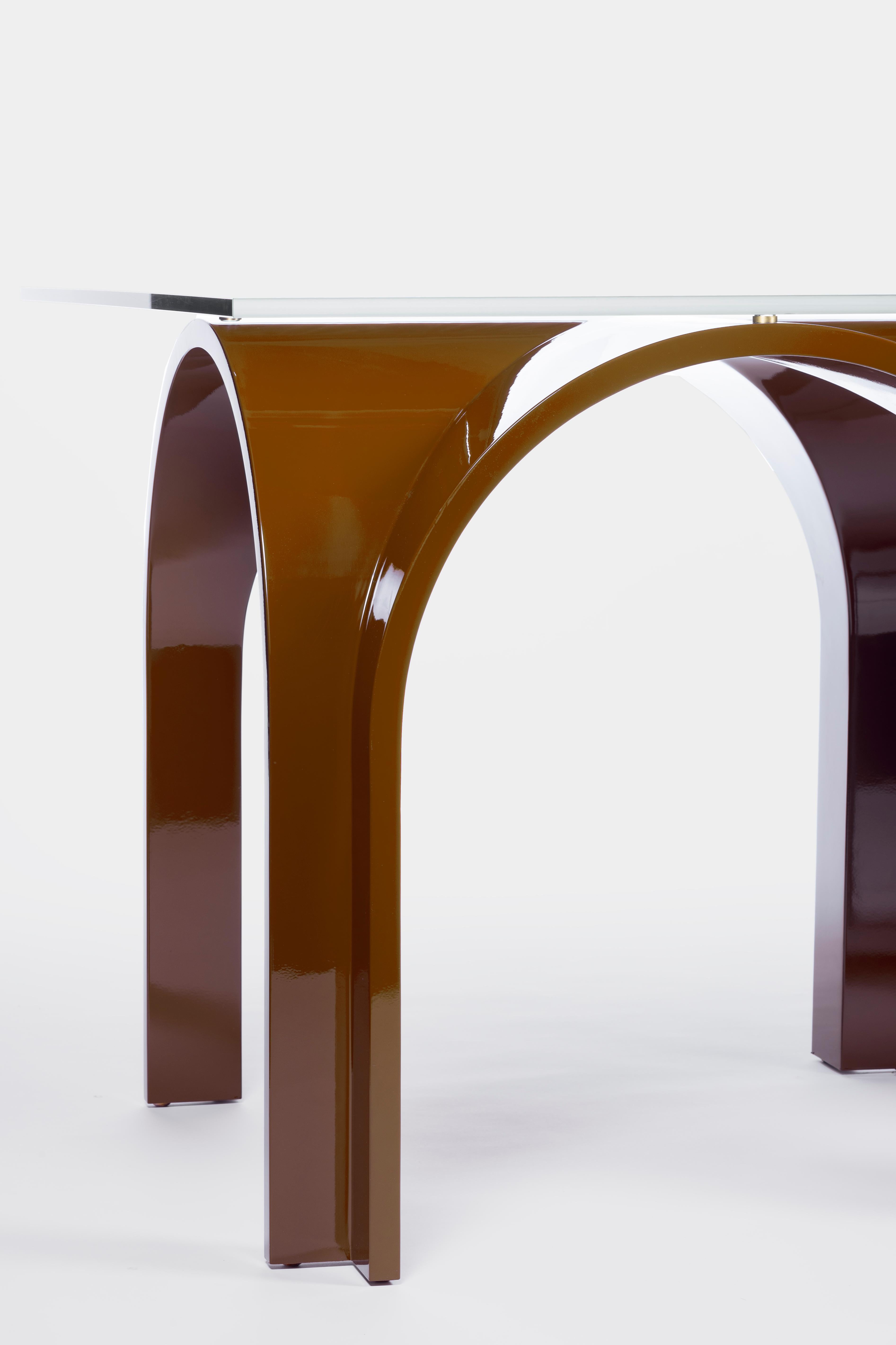 XXI secolo e contemporaneo Lacquer Color Wood Dining Table with Rectangular Glass Top by Antonio De Marco in vendita