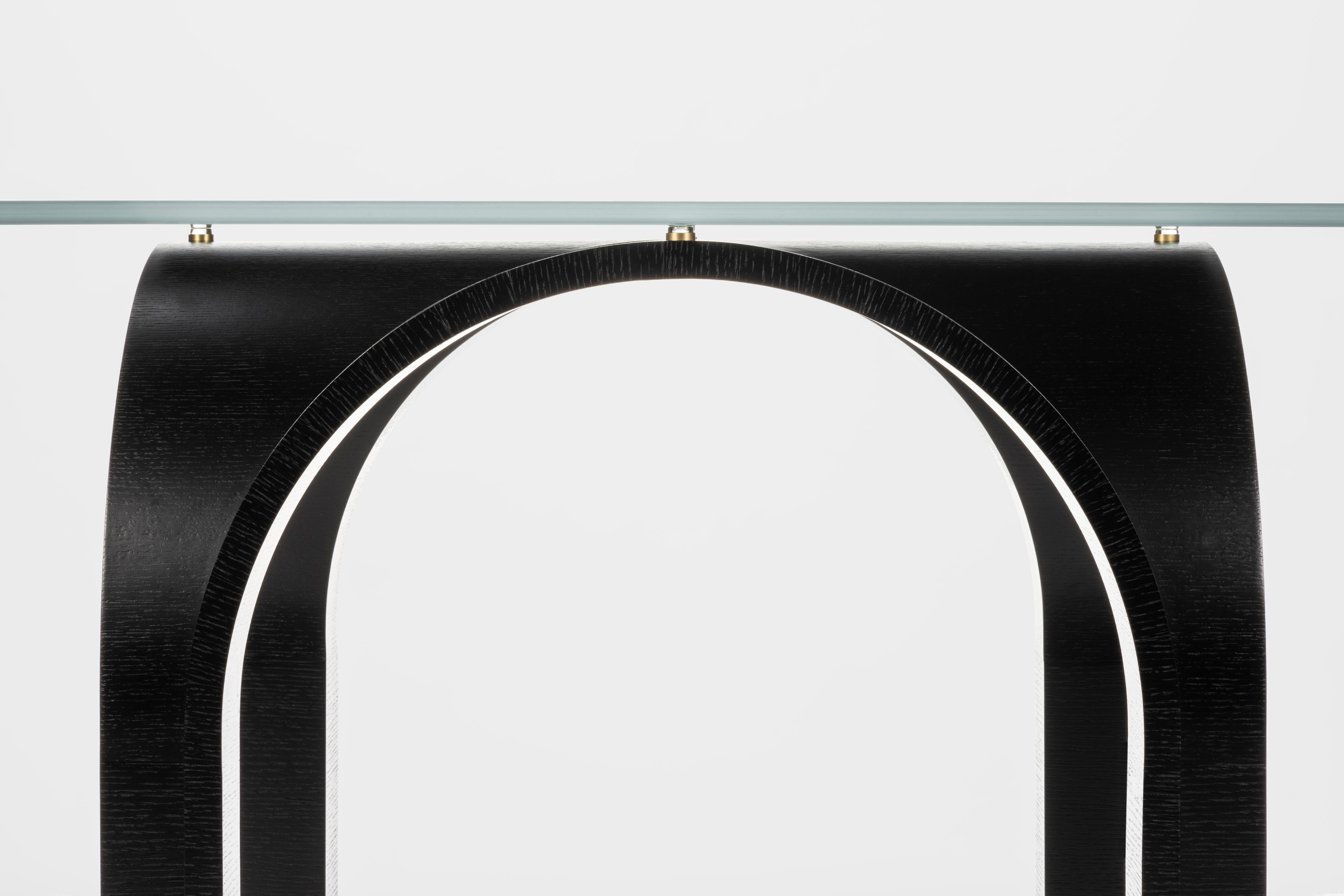 Vetro Lacquer Color Wood Dining Table with Rectangular Glass Top by Antonio De Marco in vendita