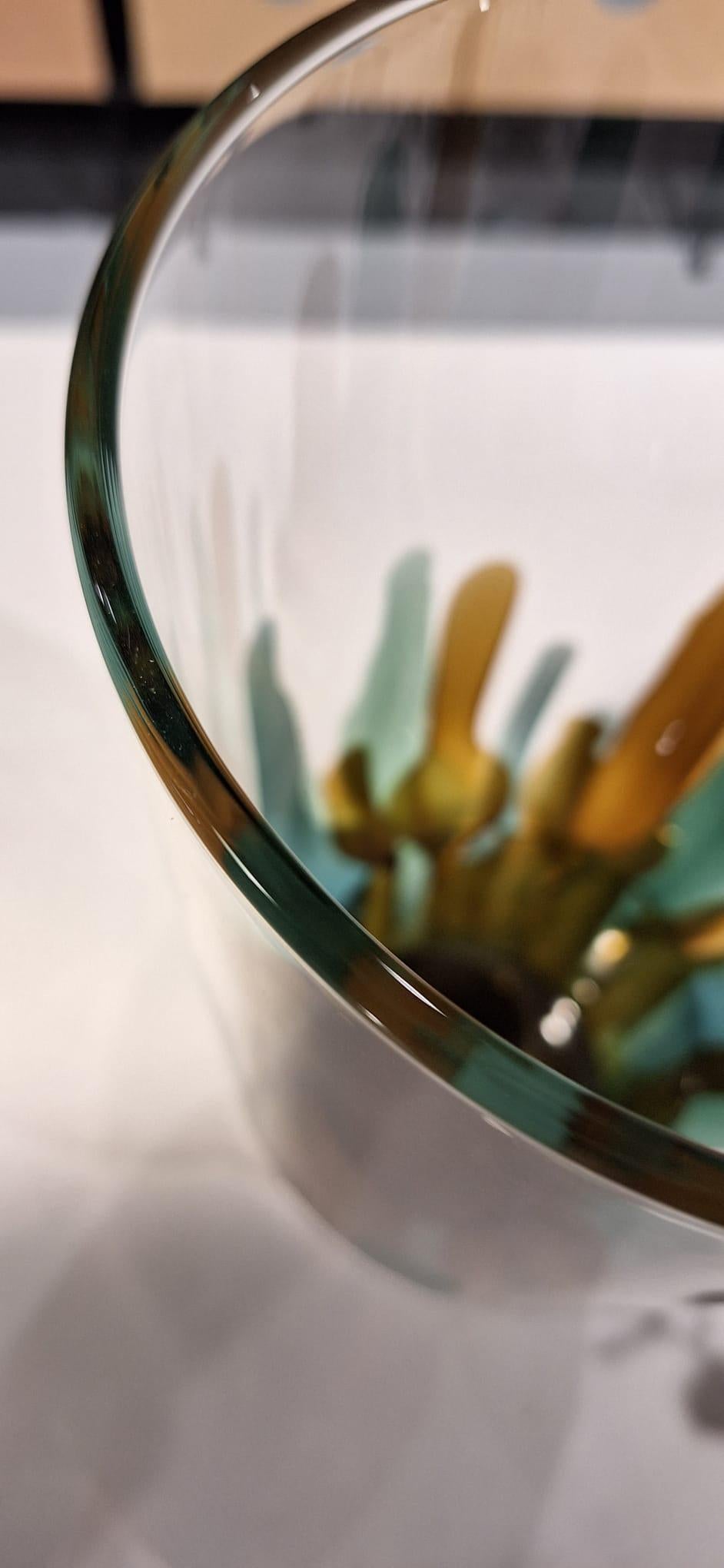 Verre Vase en verre fait main, Laguna, vert, Kanz en vente