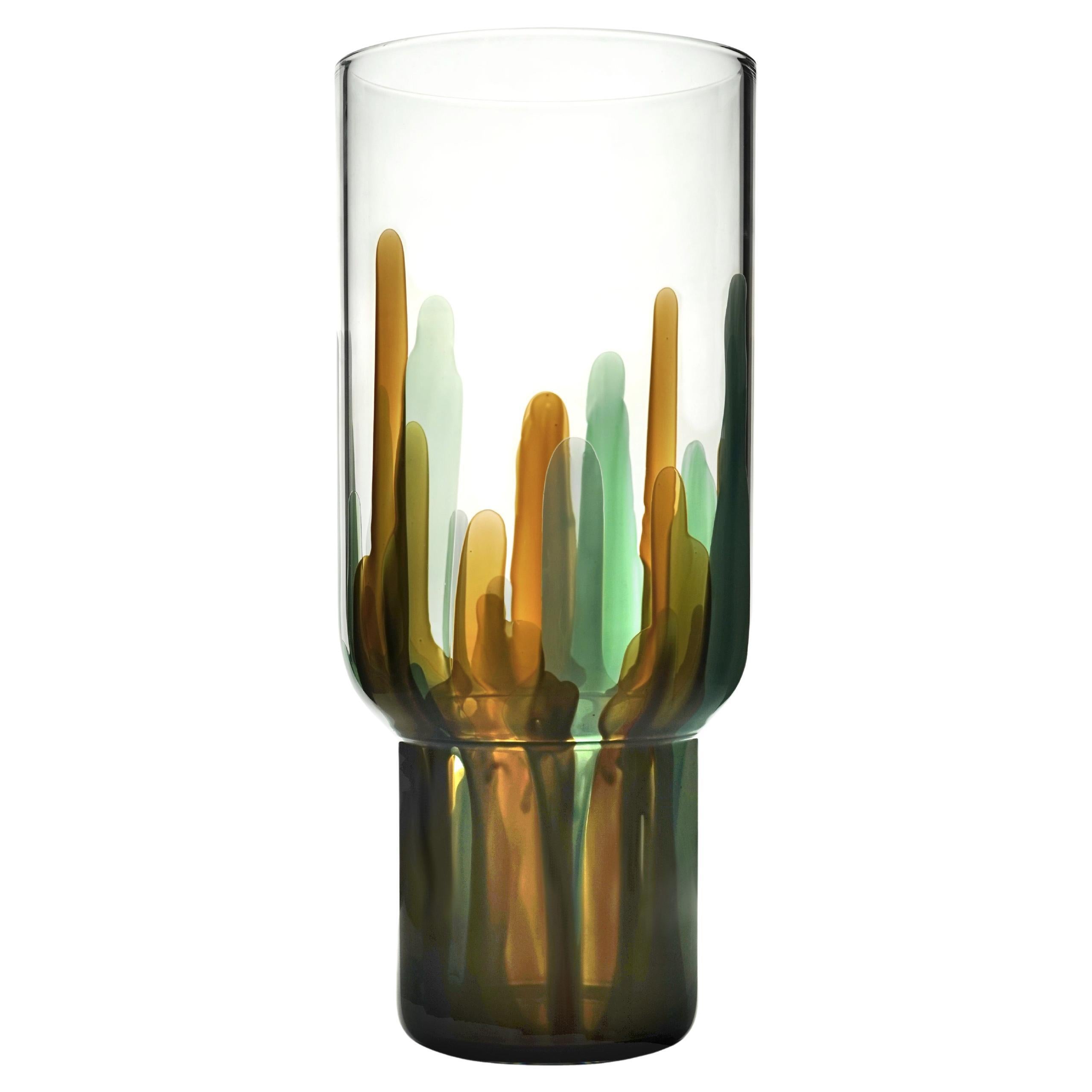 Handmade Glass Vase, Laguna, green, Kanz