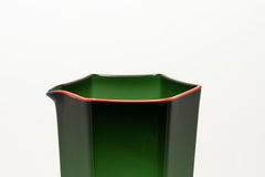 LAGUNA Green jug with handle and red rim, by Giberto Venezia