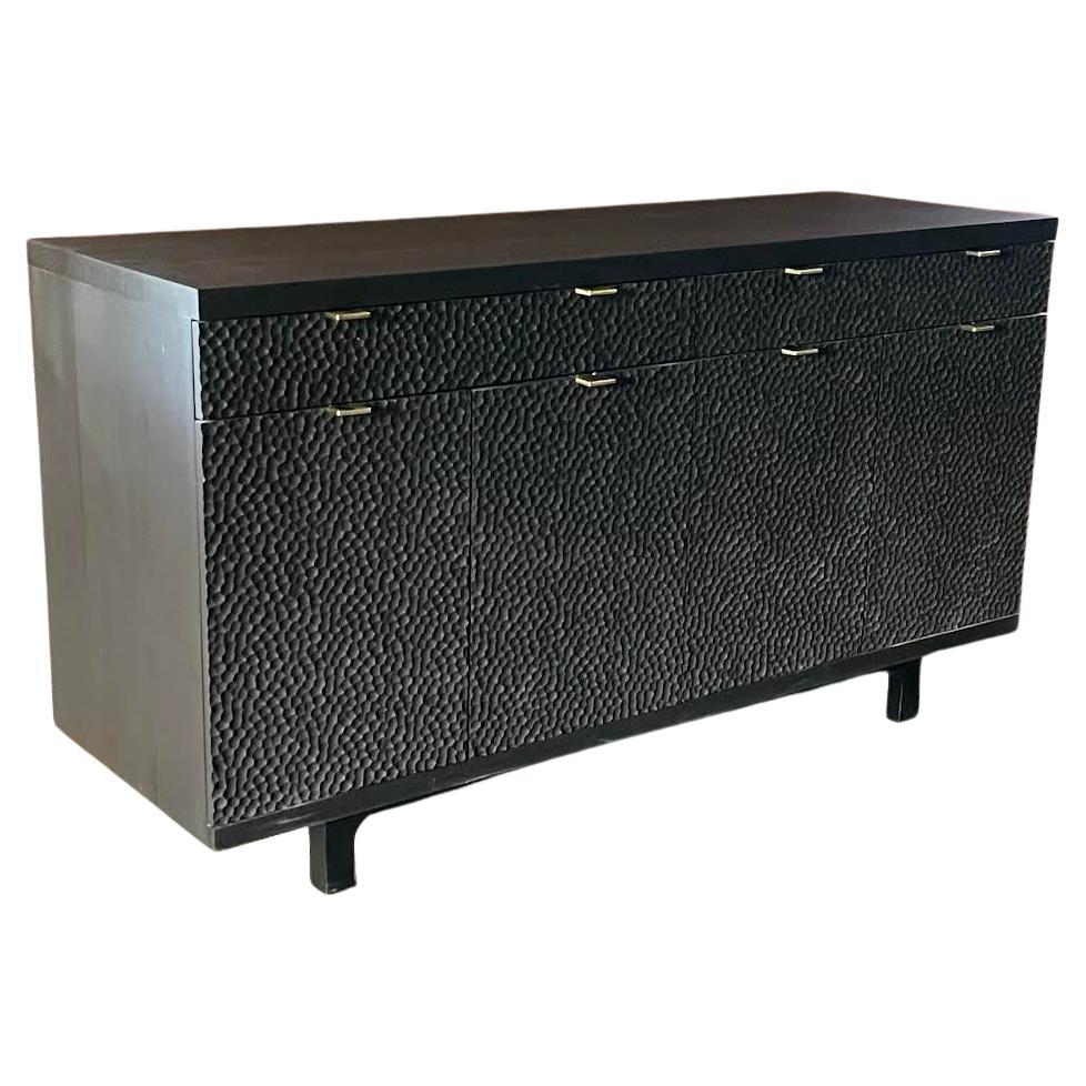 Laguna Matte Black Rosa Morada Dimple Sideboard with Solid Brass Hardware