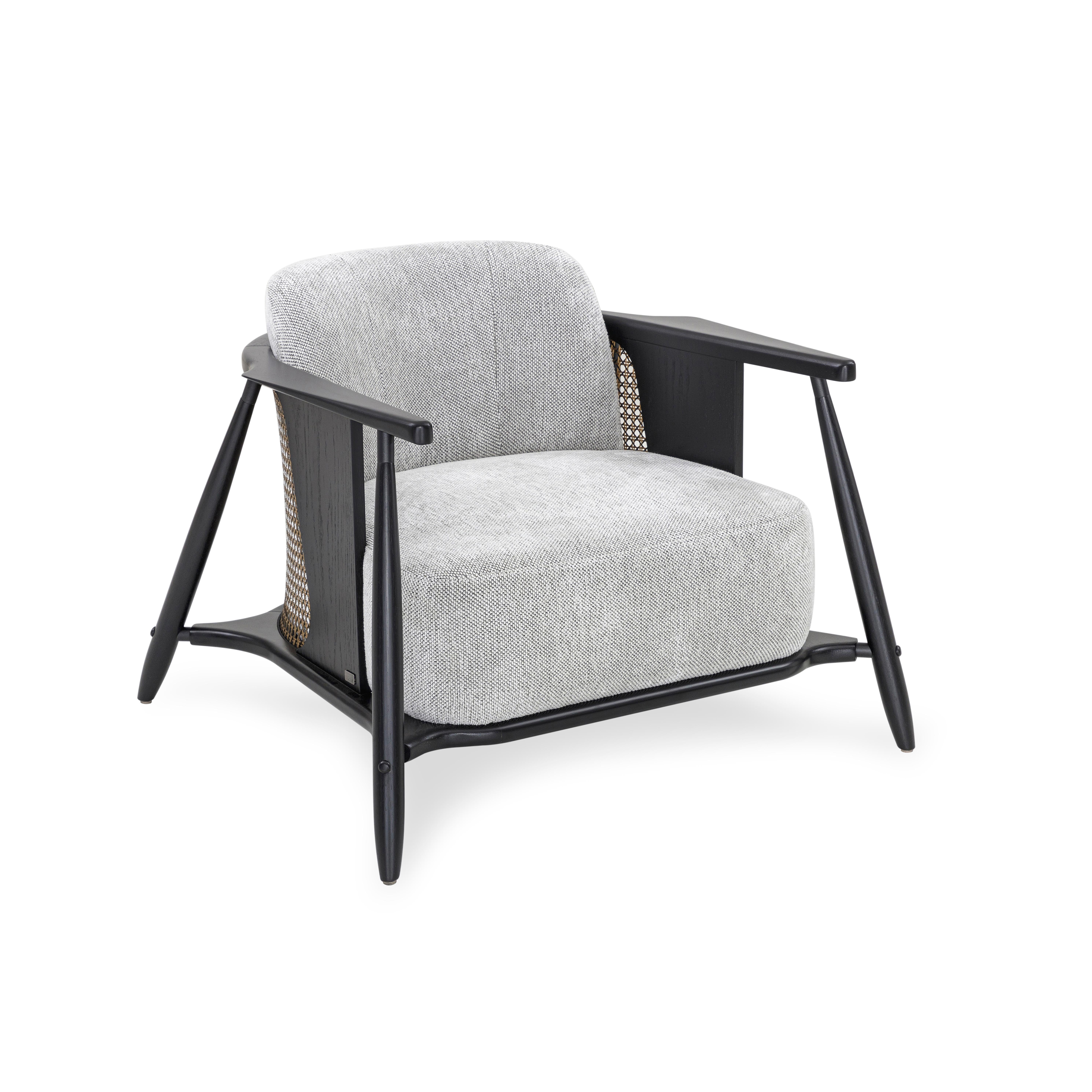 Chaise d'appoint Laguna en tissu gris Light et structure en Wood Wood noir Neuf - En vente à Miami, FL