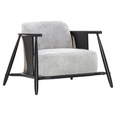 Laguna Occasional Chair in Grating Upholstered and Black Wood Frame