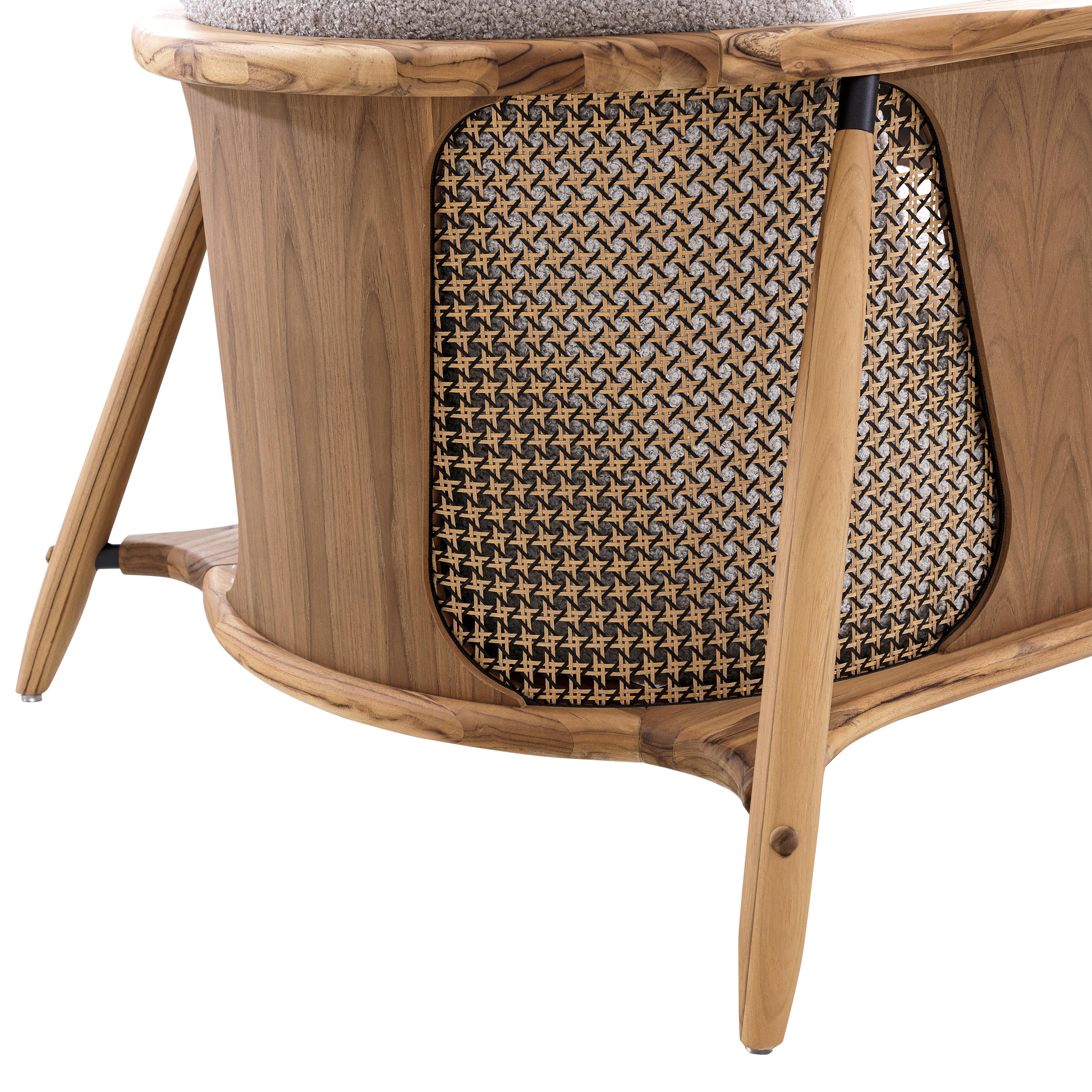 Sedia da salotto personalizzabile in Wood Wood con schienale a canne e tappezzeria grigia, Laguna in vendita 2