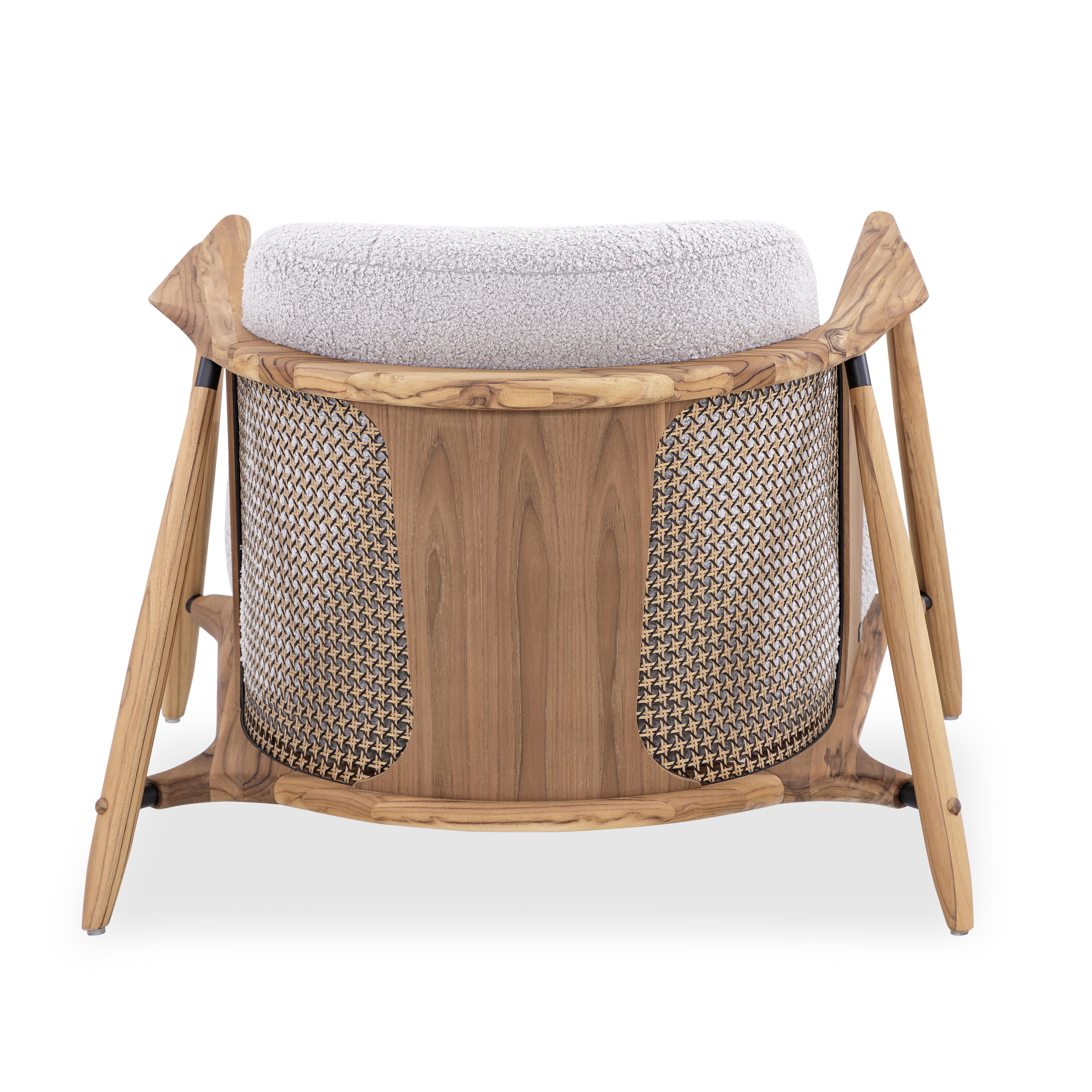 Impiallacciato Sedia da salotto personalizzabile in Wood Wood con schienale a canne e tappezzeria grigia, Laguna in vendita
