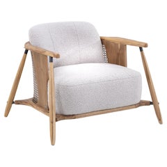 Laguna Occasional Chair in Light Gray Upholstered and Teak Wood Frame