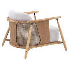 Laguna Occasional Chair in Light Gray Upholstered and Teak Wood Frame