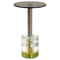 Laguna Olive green glass side table Made in Italy by Hessentia