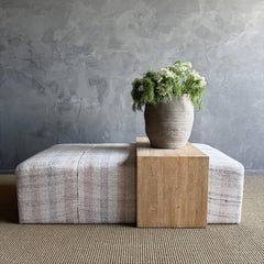 Laguna Ottoman White Oak Waterfall Table Upholstered in a Vintage Turkish Rug