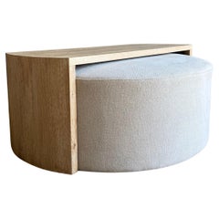 Laguna Round Ottoman with White Oak Waterfall Style Table