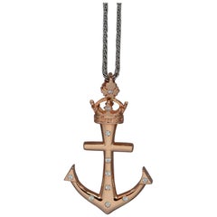 Custom "Lahaina Anchor" Pendant in 20 Karat Gold, 0.26ct Diamonds, Medium