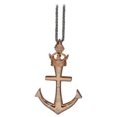 Used Custom "Lahaina Anchor" Pendant in 20 Karat Gold, 0.60ct Diamonds, Large