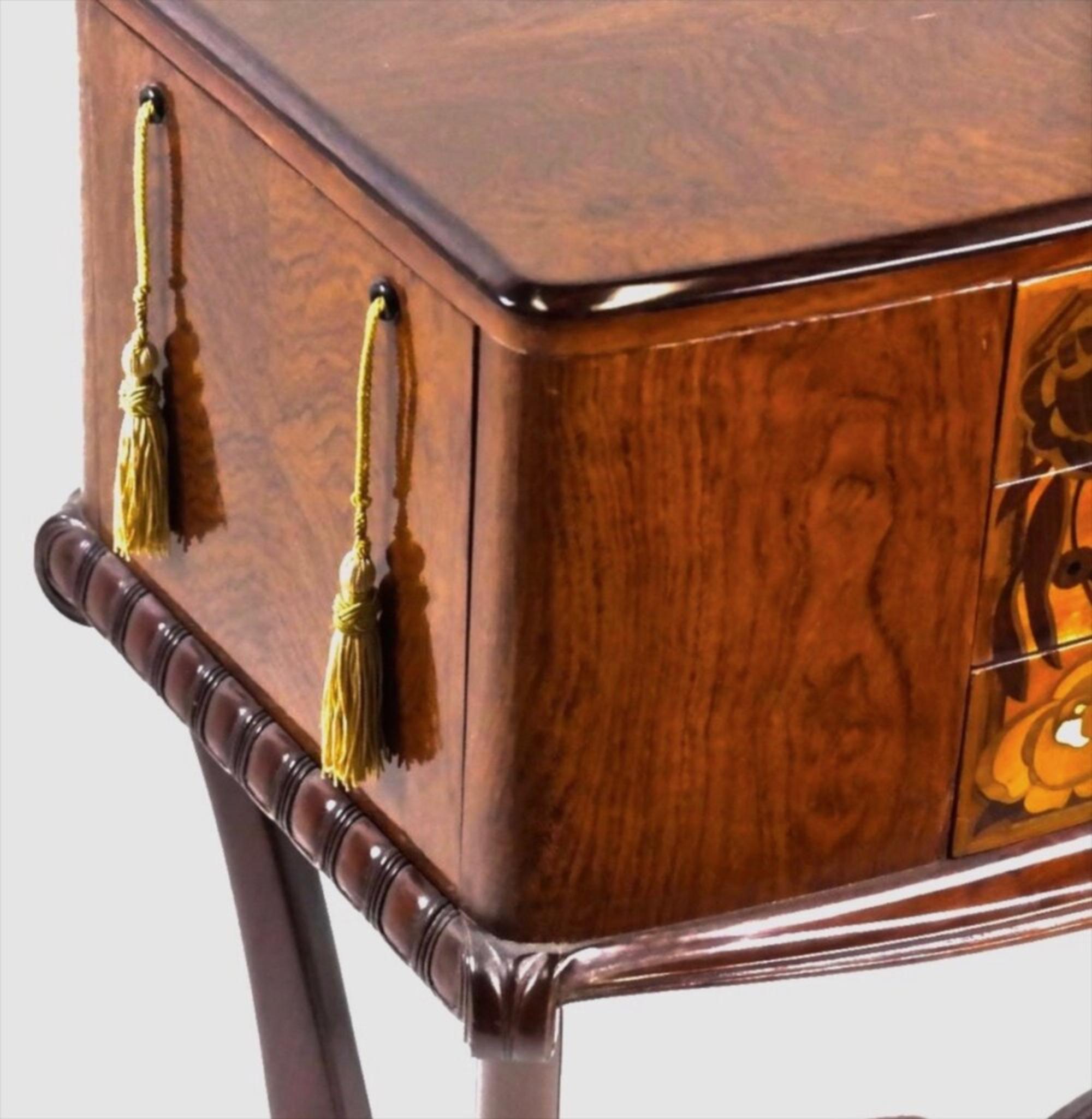 Early 20th Century Lahalle et Levard Side Table/Small Cabinet with Marquetry Drawers For Sale
