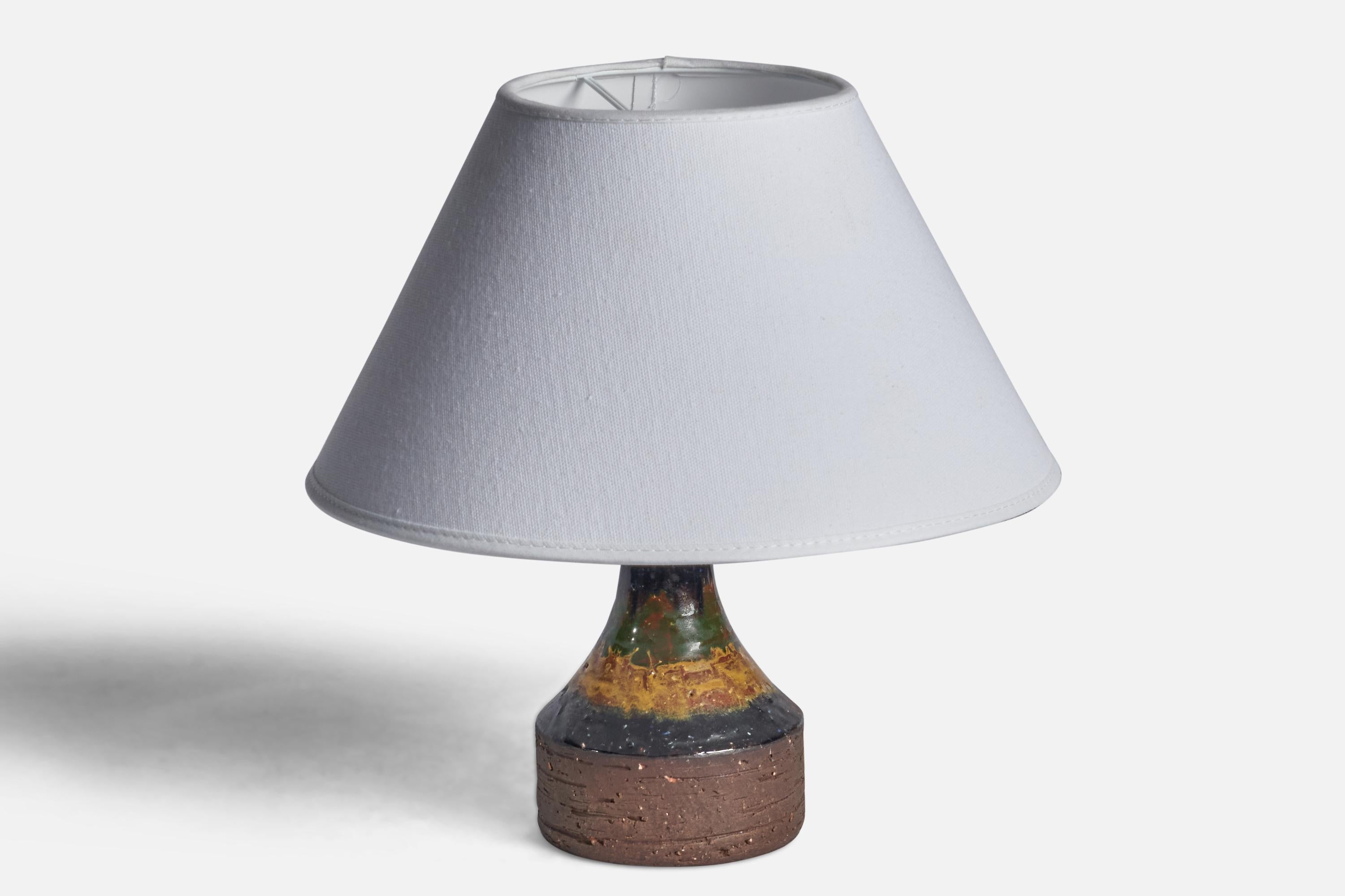 Mid-Century Modern Laholm Keramik, Small Table Lamp, Stoneware, Sweden, 1960s For Sale