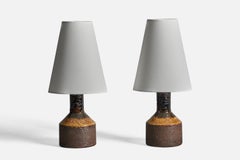 Laholms Keramik, Small Table Lamps, Stoneware, Sweden, 1960s