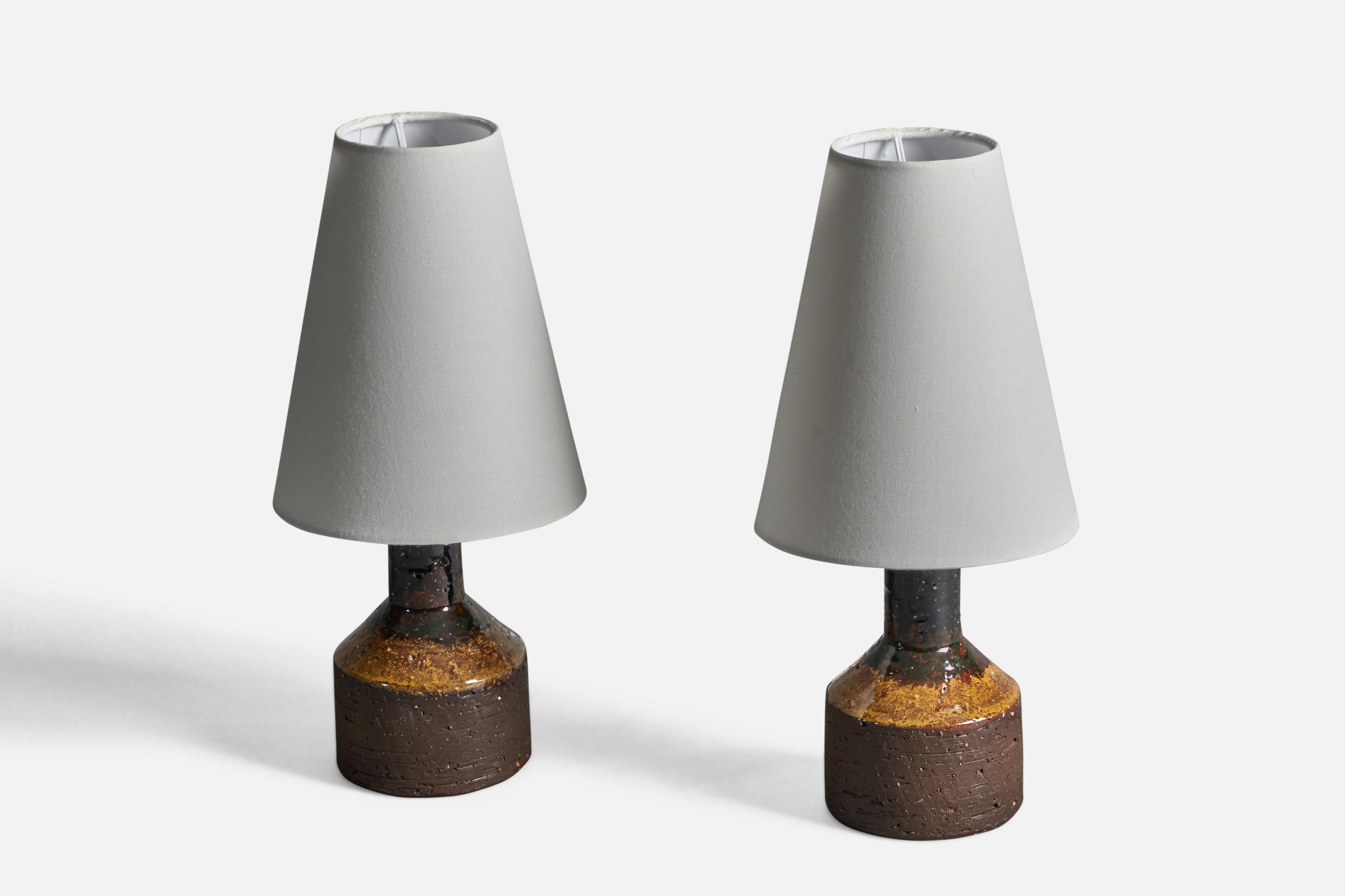 Mid-Century Modern Laholms Keramik, Small Table Lamps, Stoneware, Sweden, 1960s