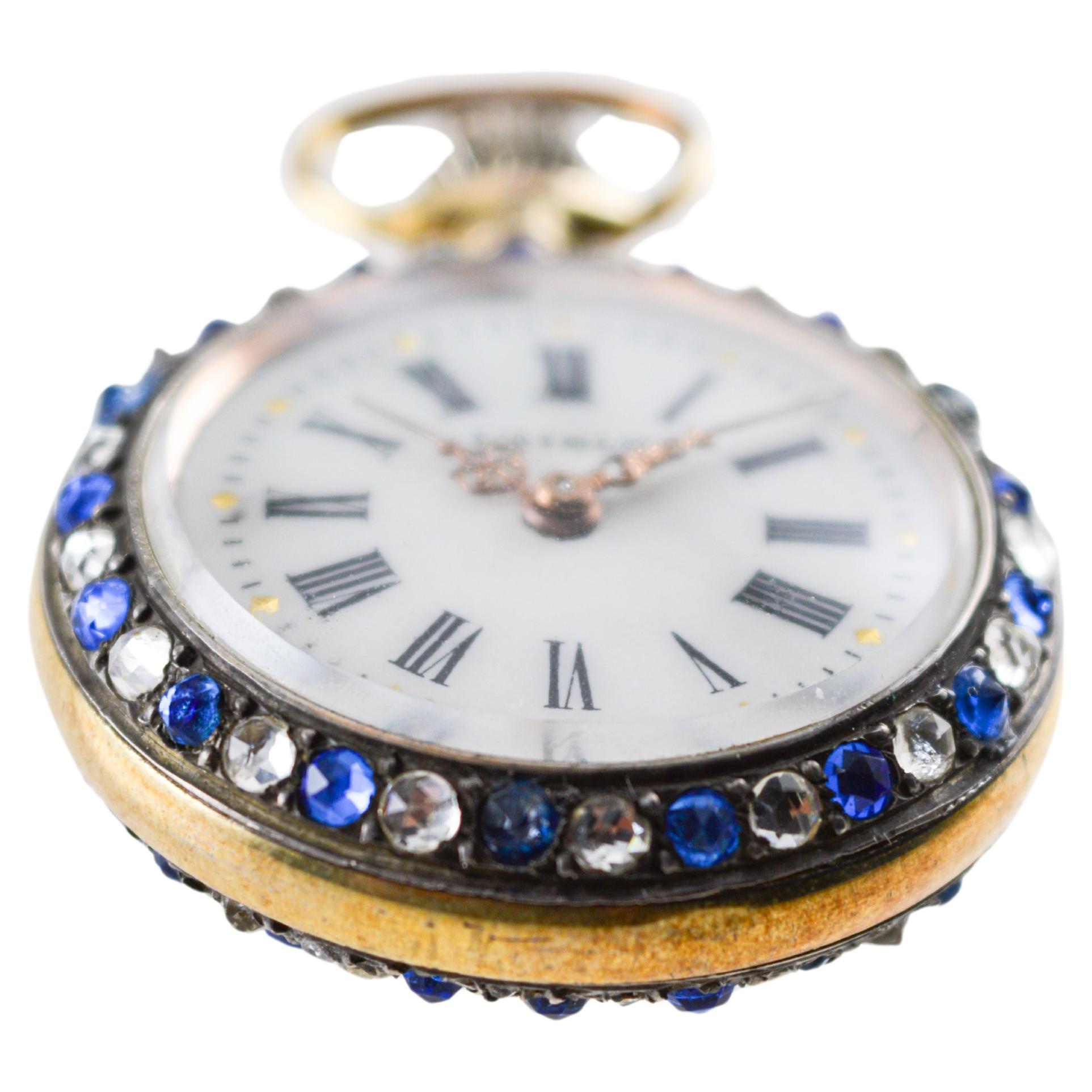 L'Aiglon Swiss Hand Made Sterling Silver with Synthetic Sapphires 1900's For Sale 7