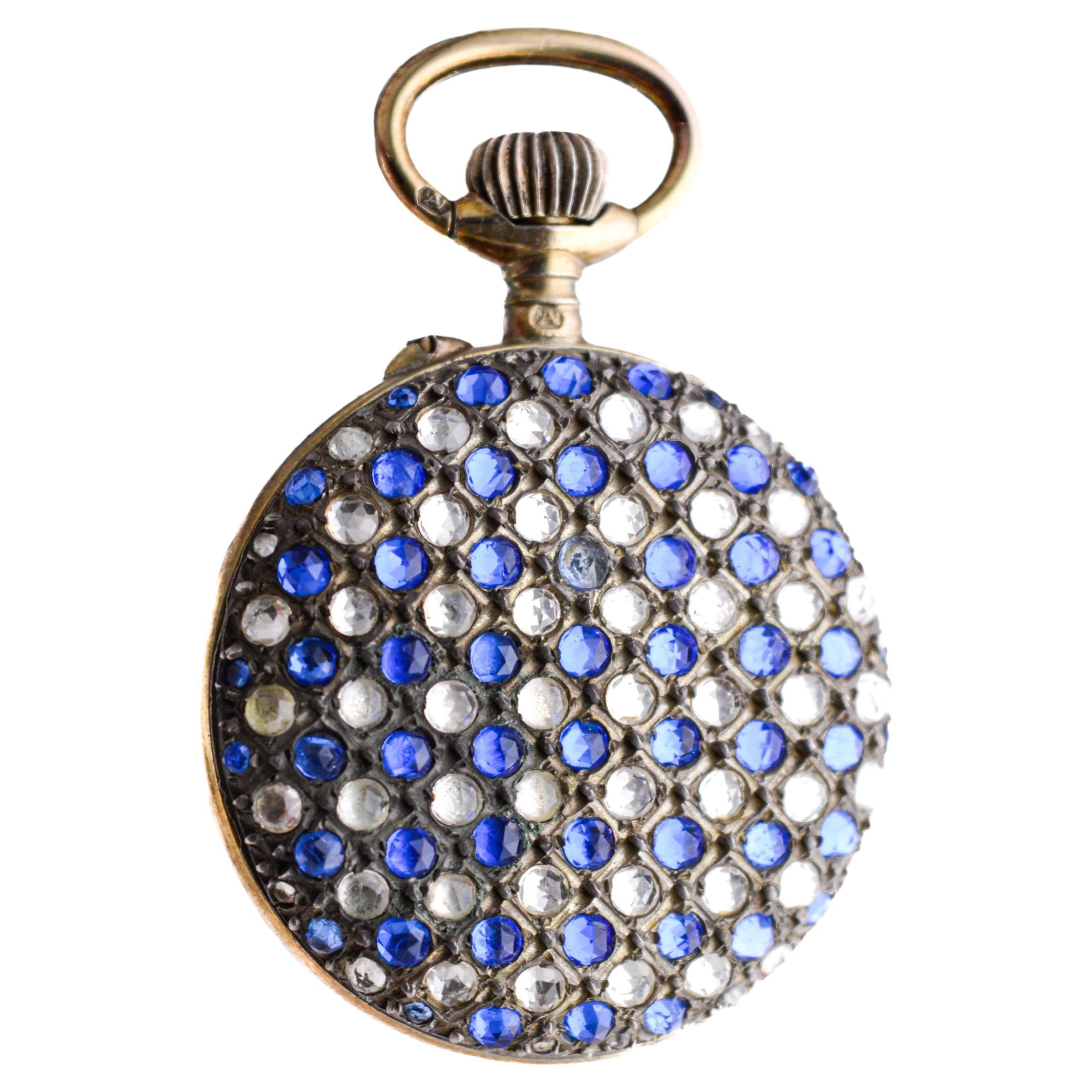 L'Aiglon Swiss Hand Made Sterling Silver with Synthetic Sapphires 1900's For Sale 11