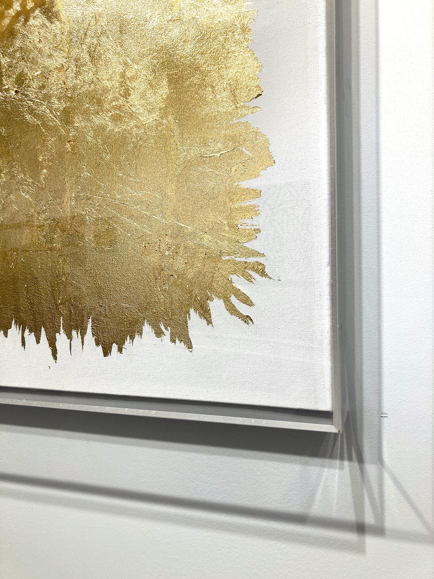 Peinture de papillons sur toile « Come Together - Gold Leaf Heart » (Come Together - Heart en feuille d'or) 13