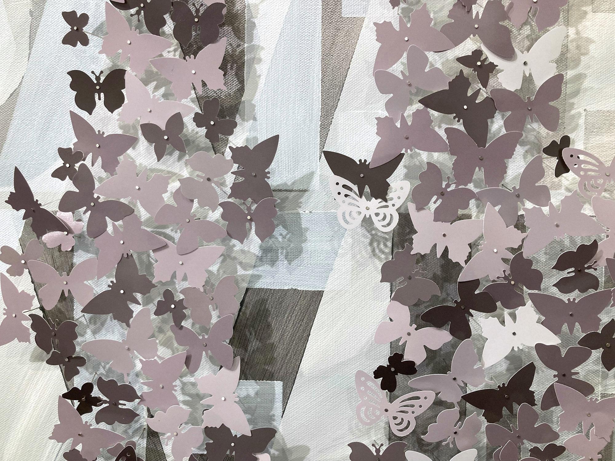 Come Together - Home Peinture contemporaine sur toile avec papillons en papier en vente 5