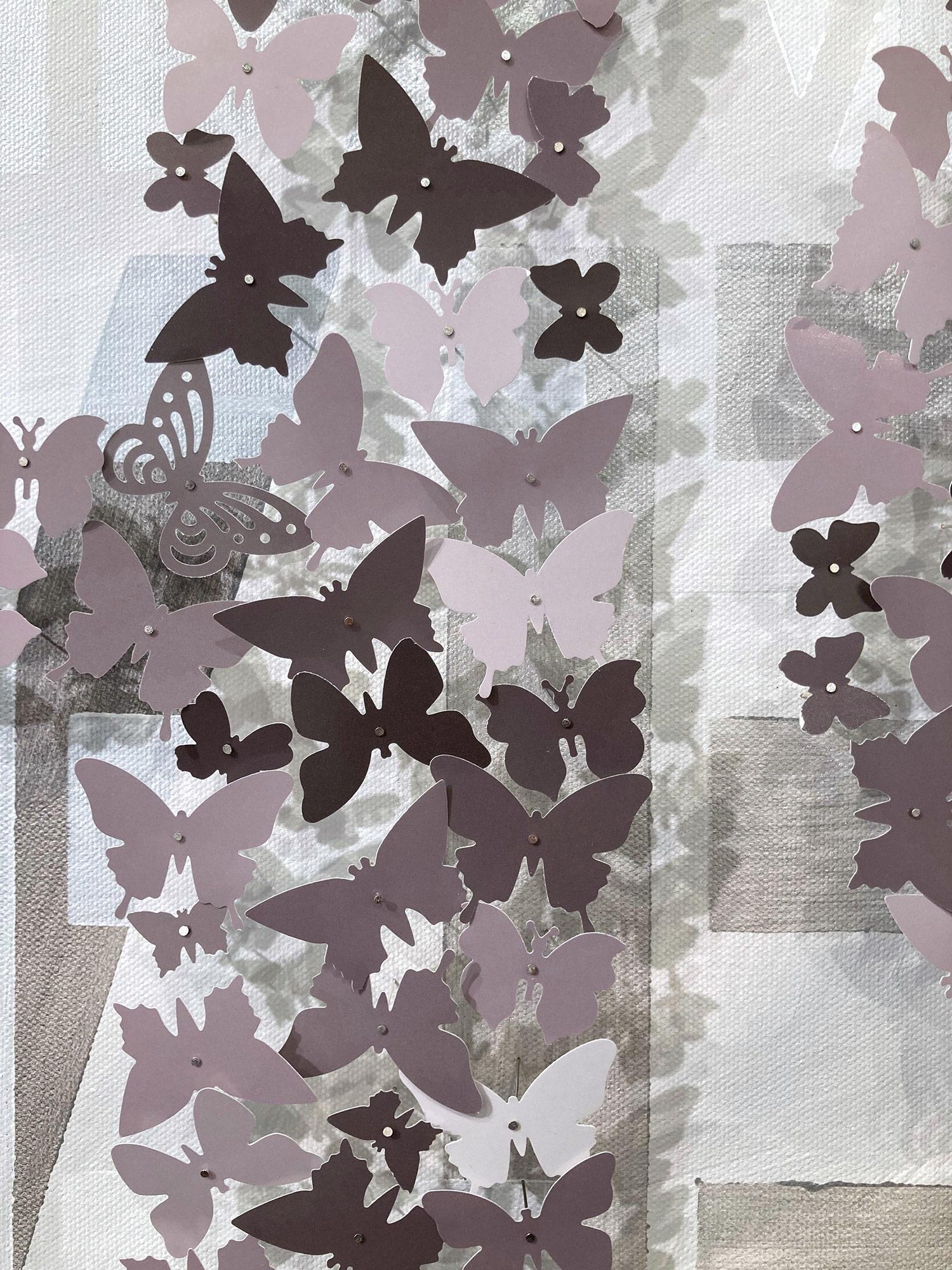 Come Together - Home Peinture contemporaine sur toile avec papillons en papier en vente 6