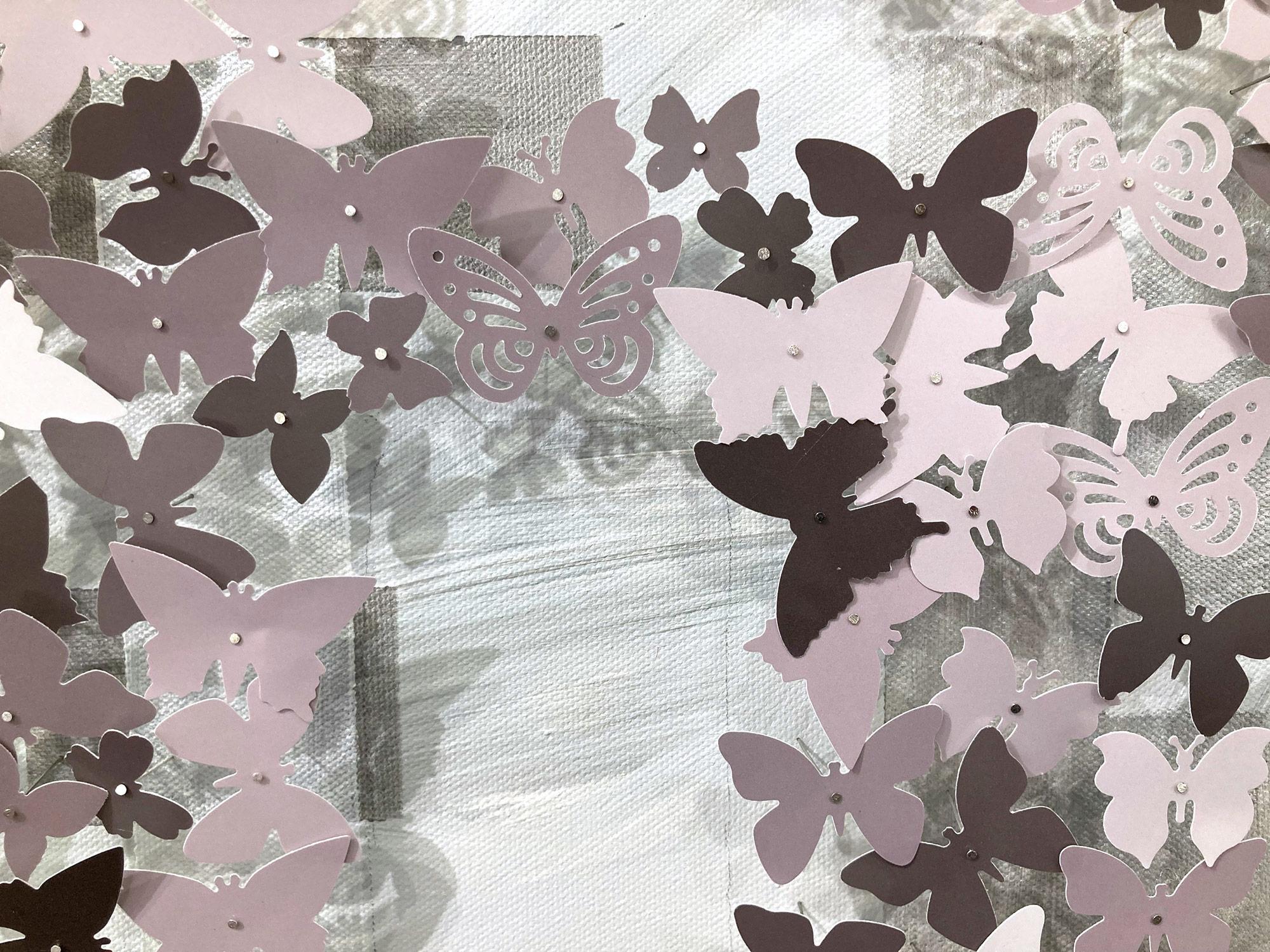 Come Together - Home Peinture contemporaine sur toile avec papillons en papier en vente 7