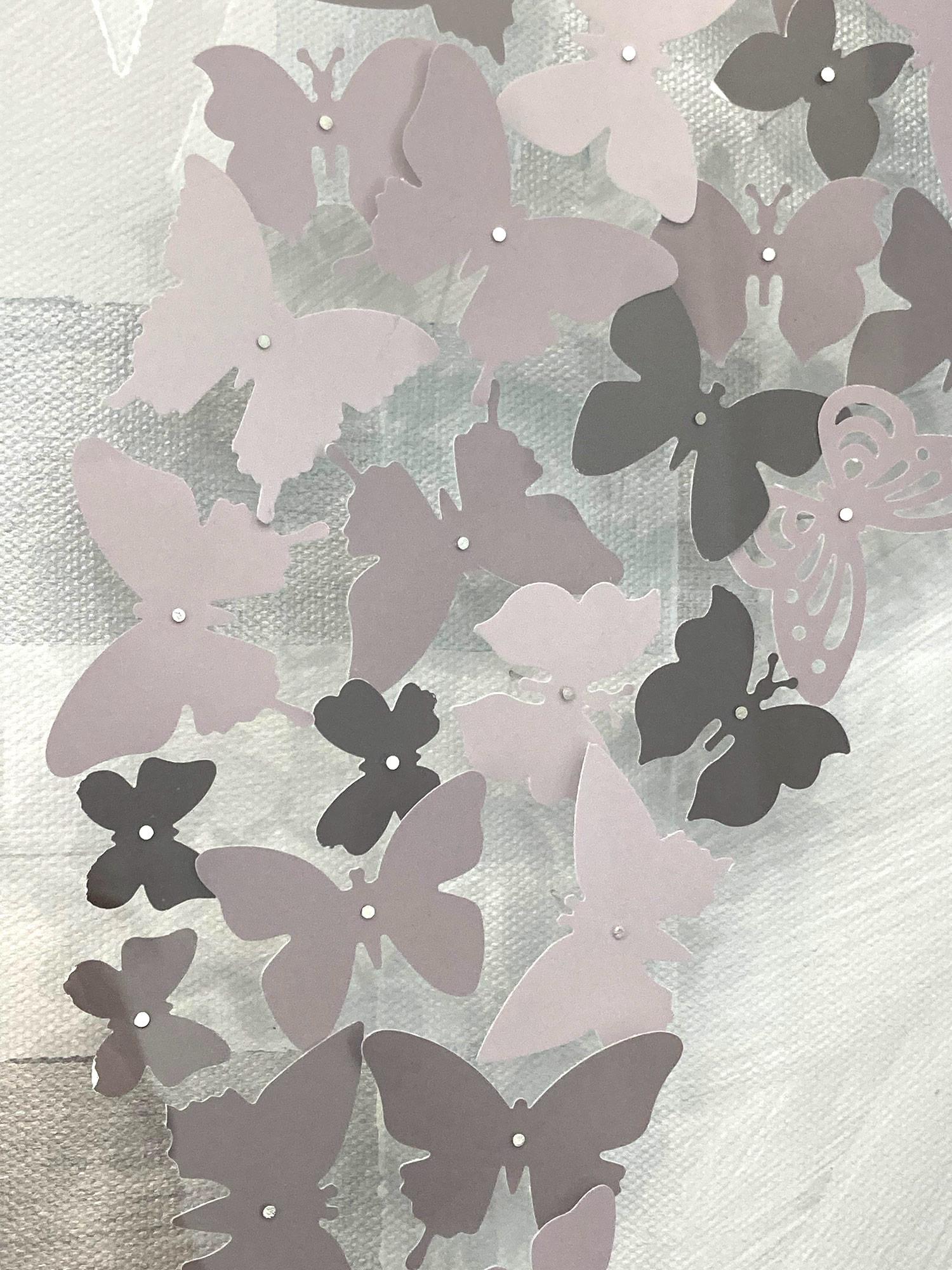 Come Together - Home Peinture contemporaine sur toile avec papillons en papier en vente 8