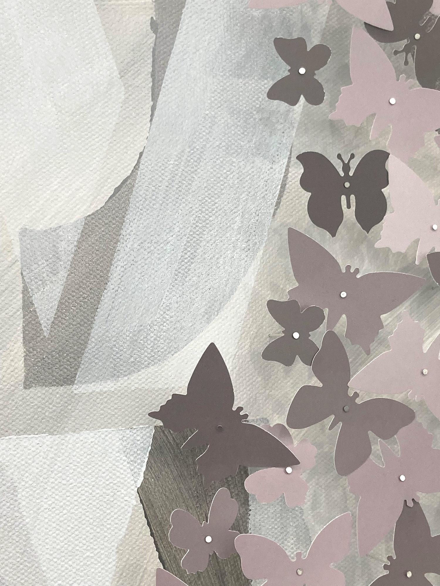 Come Together - Home Peinture contemporaine sur toile avec papillons en papier en vente 9