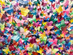 „Fly Away With Me 2“ Mehrfarbiges Papier Schmetterlinge Gemälde auf Leinwand Schattenkasten, Gemälde auf Leinwand