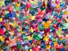 "Fly Away With Me" Pittura con farfalle di carta multicolore su tela con scatola d'ombra