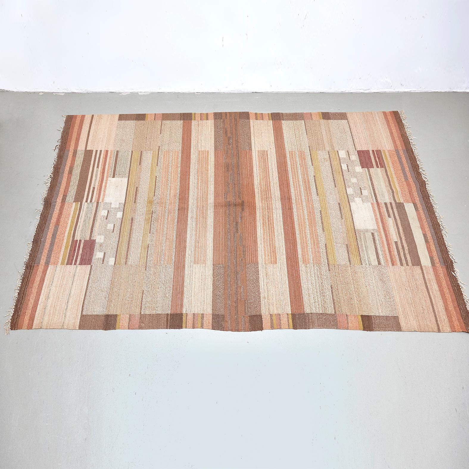 Wool Laila Karttunen Finnish Flat-Weave Carpet for Kiikan Mattokutomo, 1930s