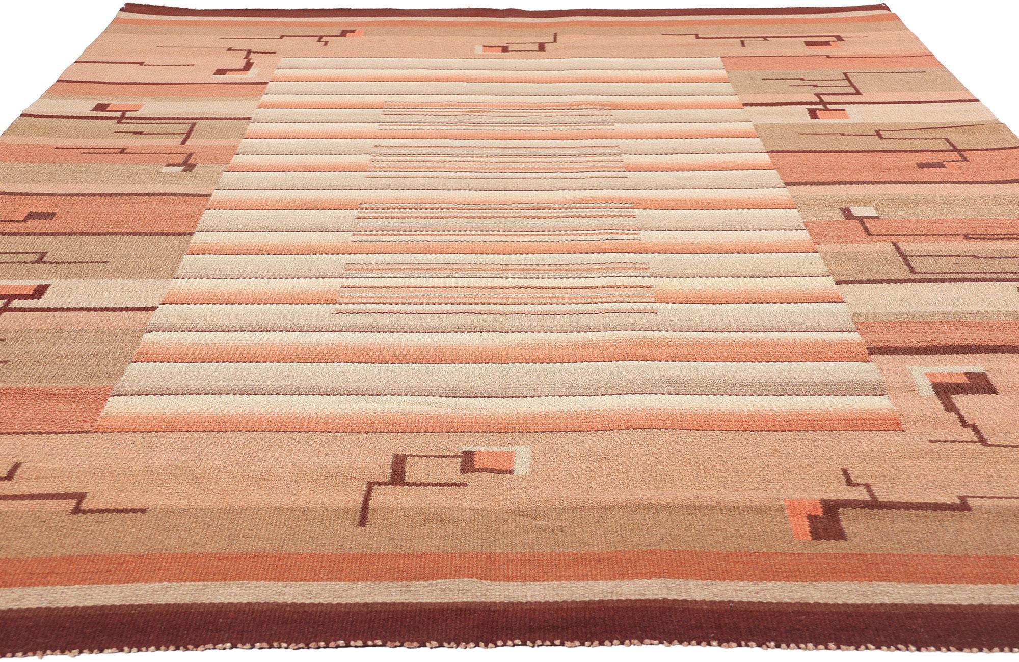 Hand-Woven 1920's Laila Karttunen Finnish Röllakan for Kiikan Mattokutomo, Art Deco Bauhaus For Sale