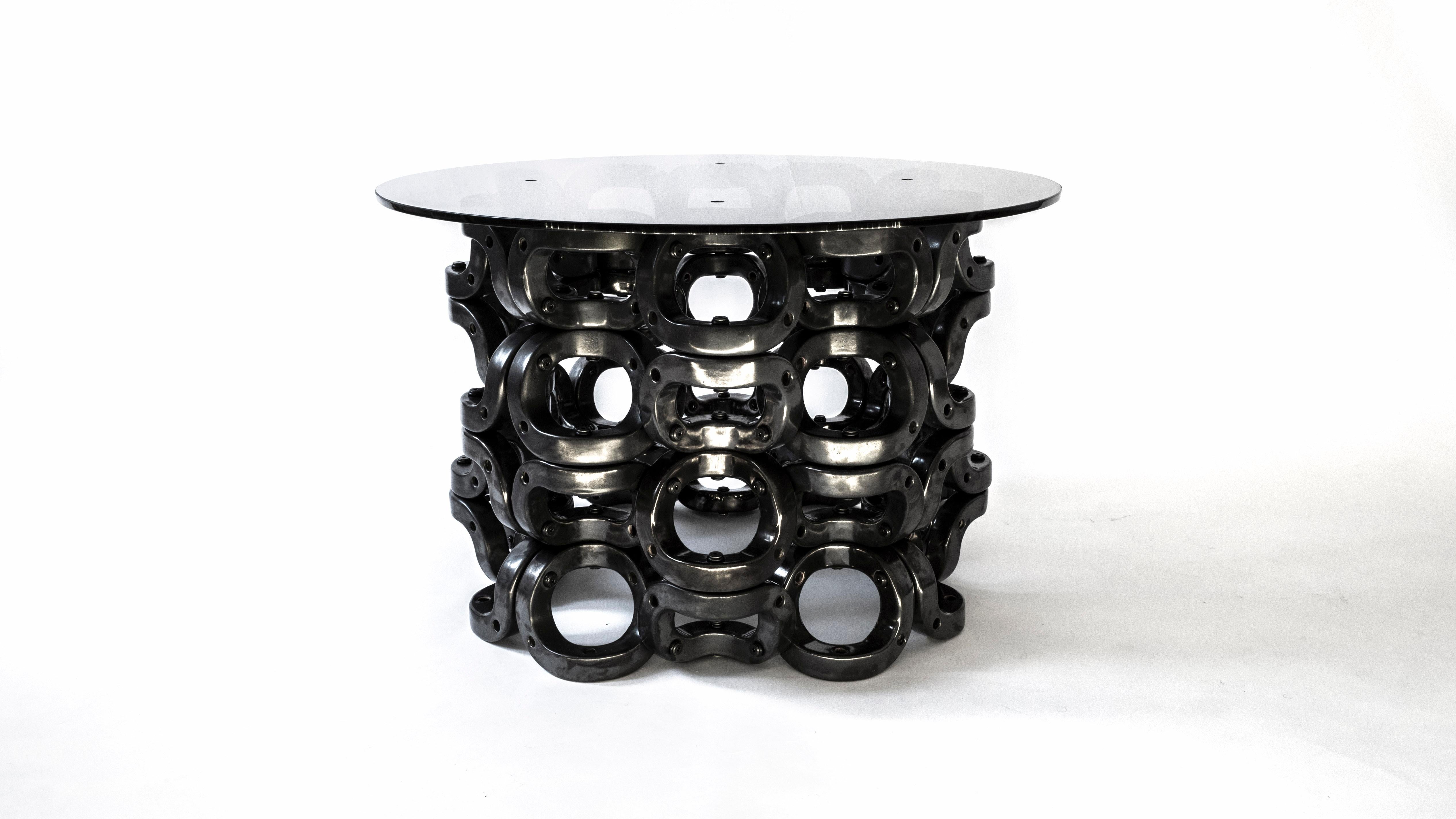 Laila; Modular Geometric Contemporary Ceramic and Glass Table by Pedro Cerisola For Sale 12
