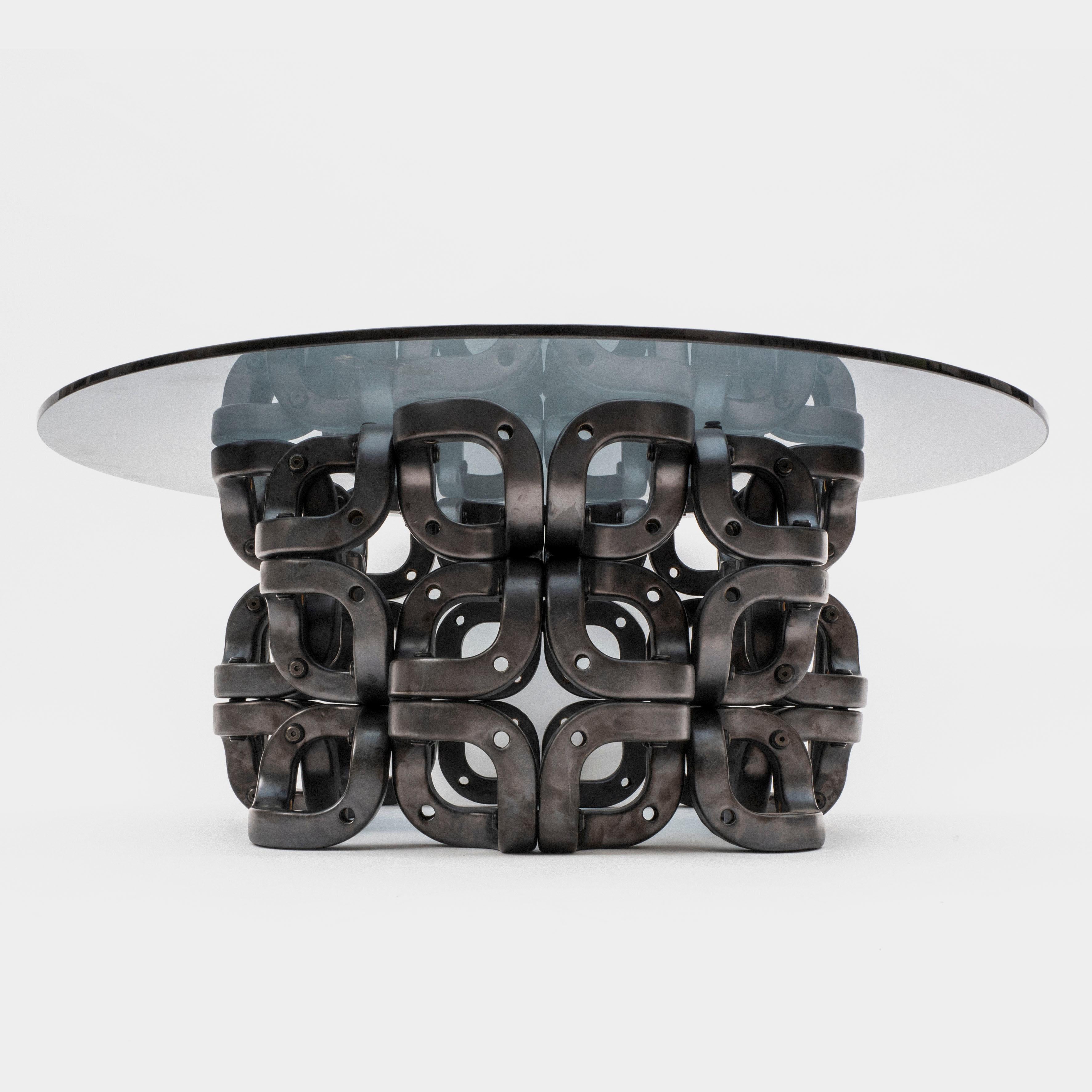 Laila; Modular Geometric Contemporary Ceramic and Glass Table by Pedro Cerisola In New Condition For Sale In Ciudad De México, MX
