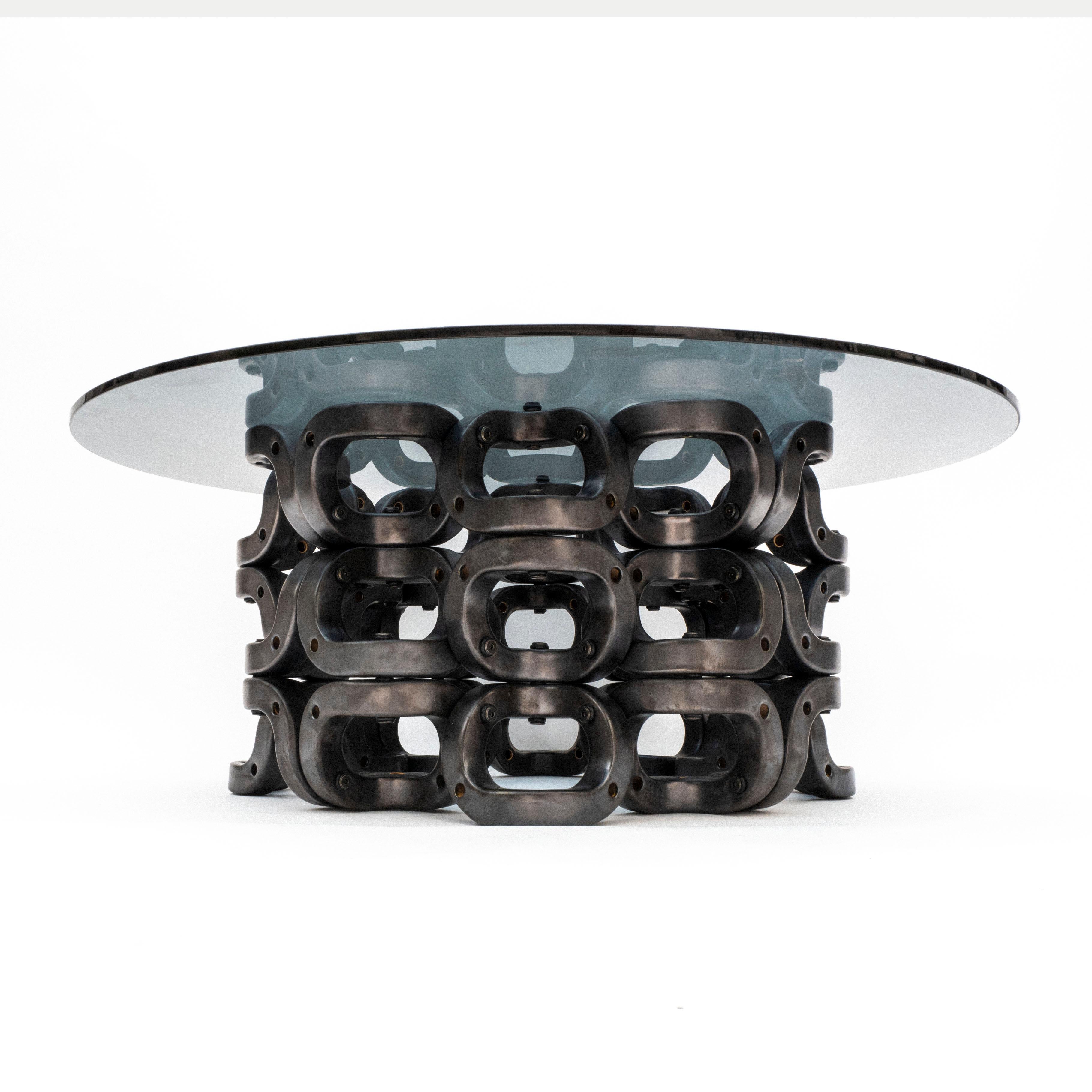 Laila; Modular Geometric Contemporary Ceramic and Glass Table by Pedro Cerisola For Sale 4