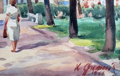 Boulevard at summer. 1961, paper, watercolor, 37x52 cm