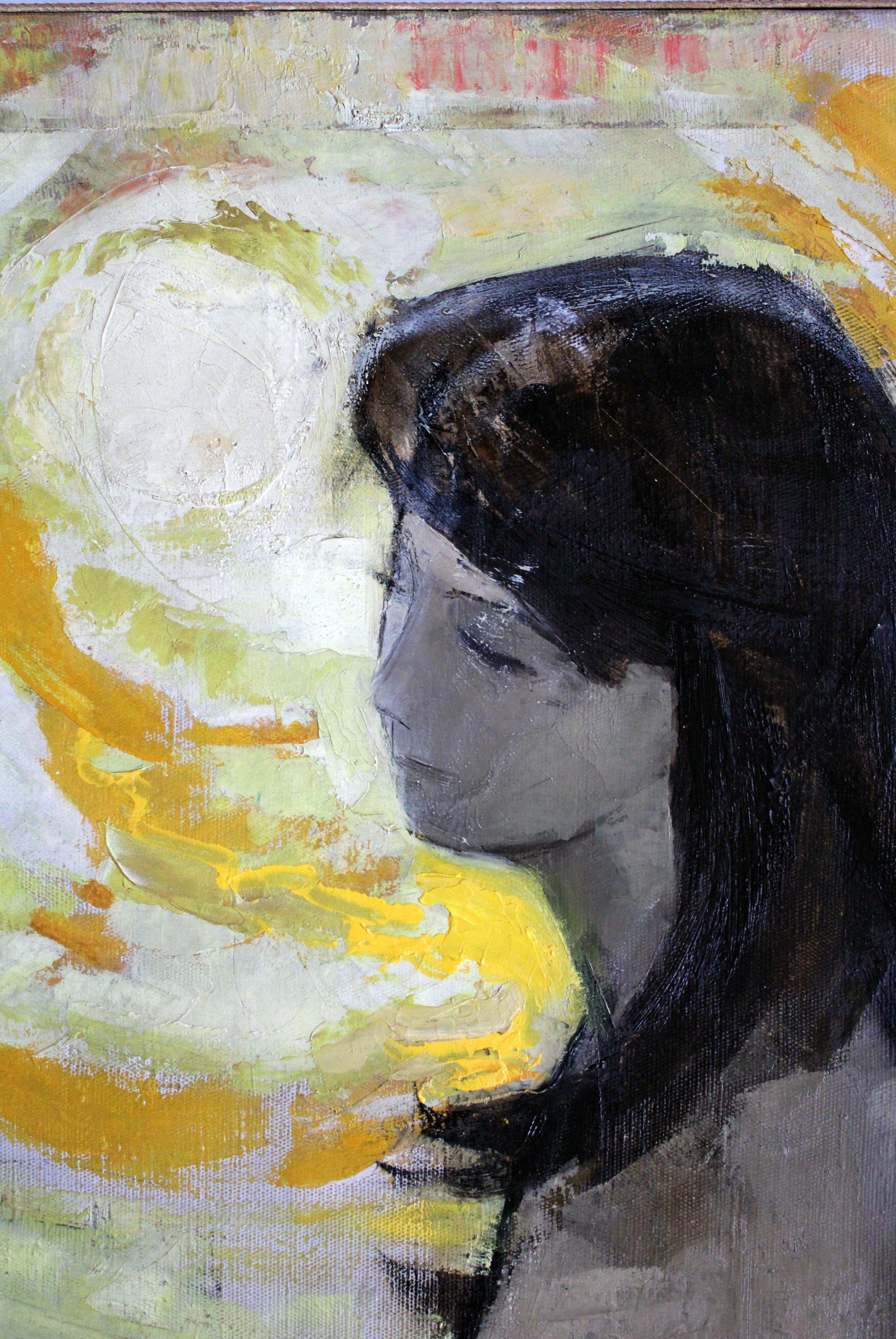 Eine Frau. 1962. Öl auf Leinwand, 80x60 cm  – Painting von Laimdots Murnieks