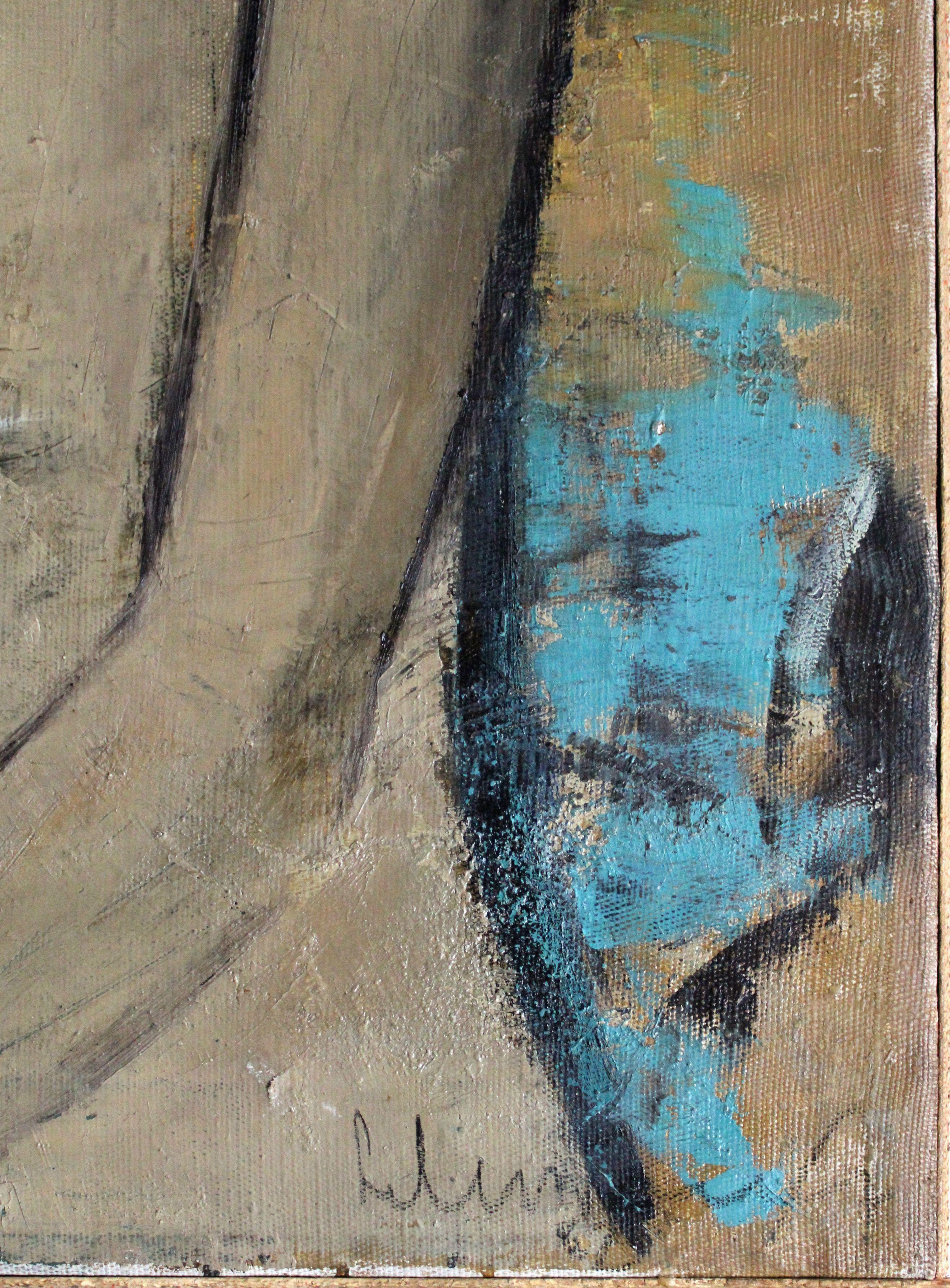 A woman. 1962. Oil on canvas, 80x60 cm  - Modern Painting by Laimdots Murnieks