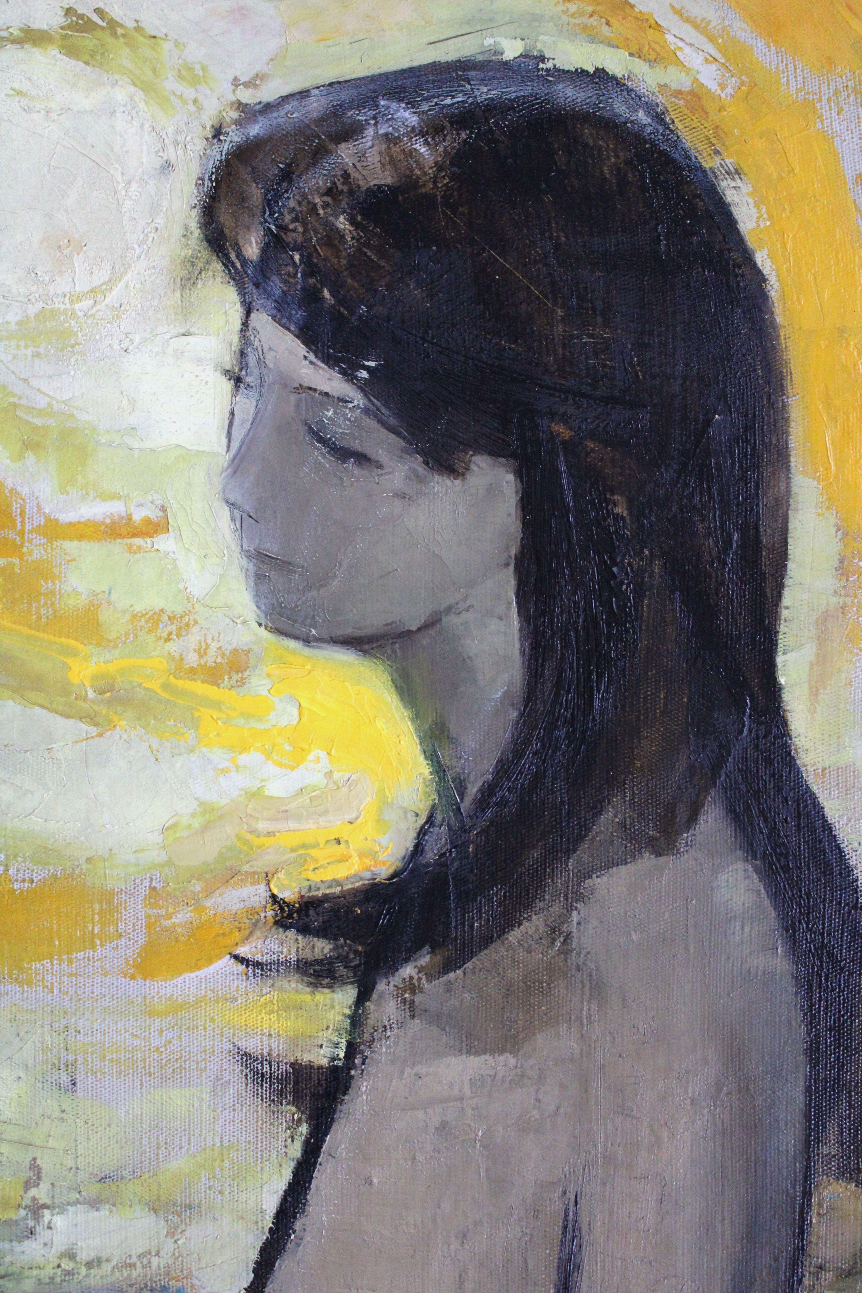 Eine Frau. 1962. Öl auf Leinwand, 80x60 cm  im Angebot 1
