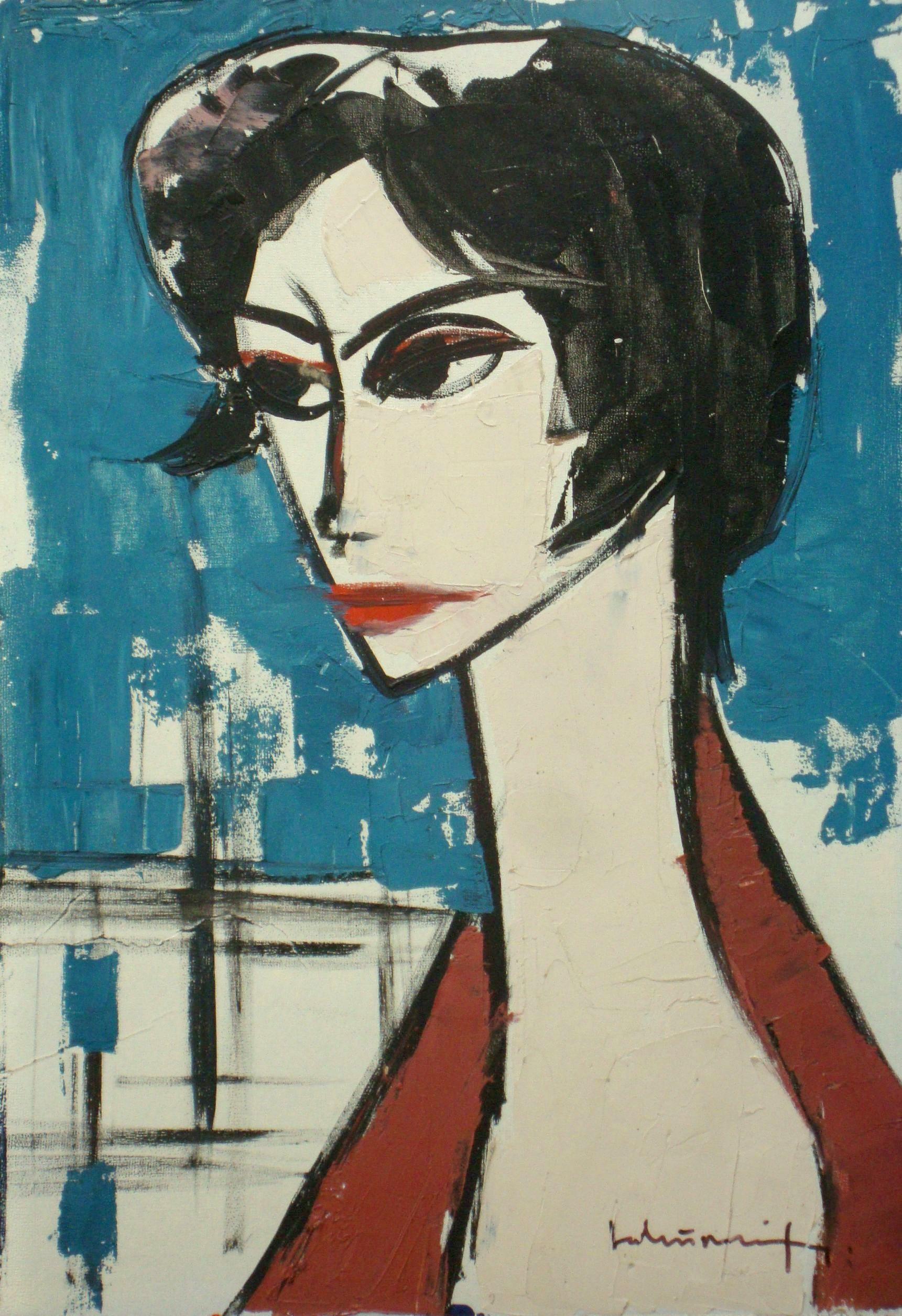 Portrait Painting Laimdots Murnieks - Actrice  Huile sur carton, 48 x 33,5 cm