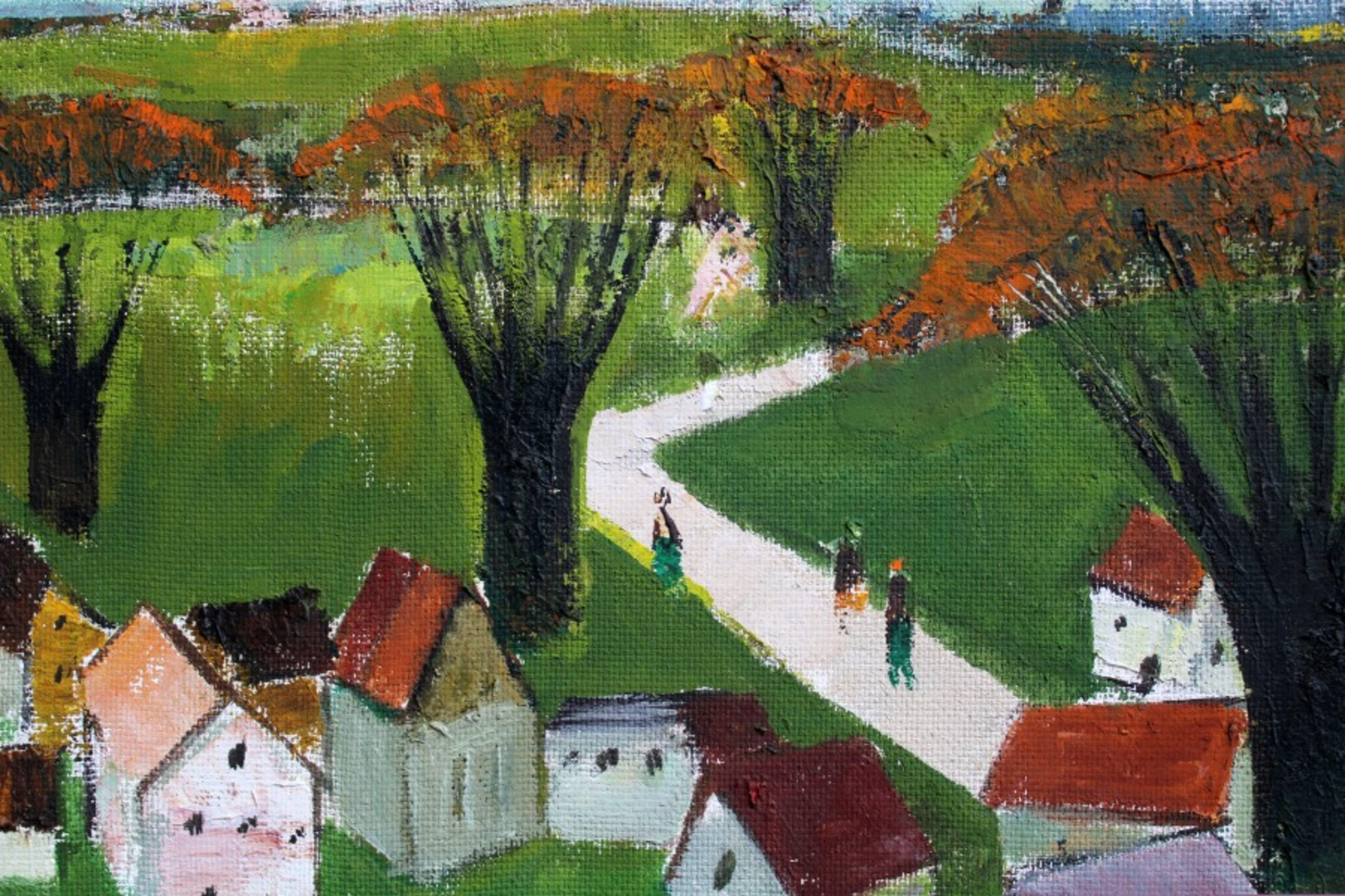 Stadt. Pappe, Öl, 40x50 cm im Angebot 2