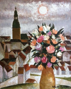 Vintage City - roses  1988. Oil on cardboard 100x80 cm