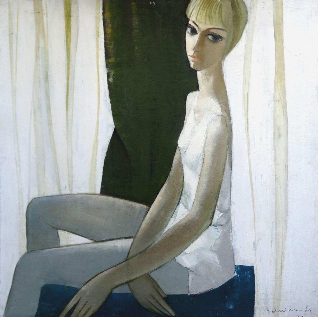 Portrait Painting Laimdots Murnieks - Danseuse  1969. Huile sur toile, 92,5x92,5 cm