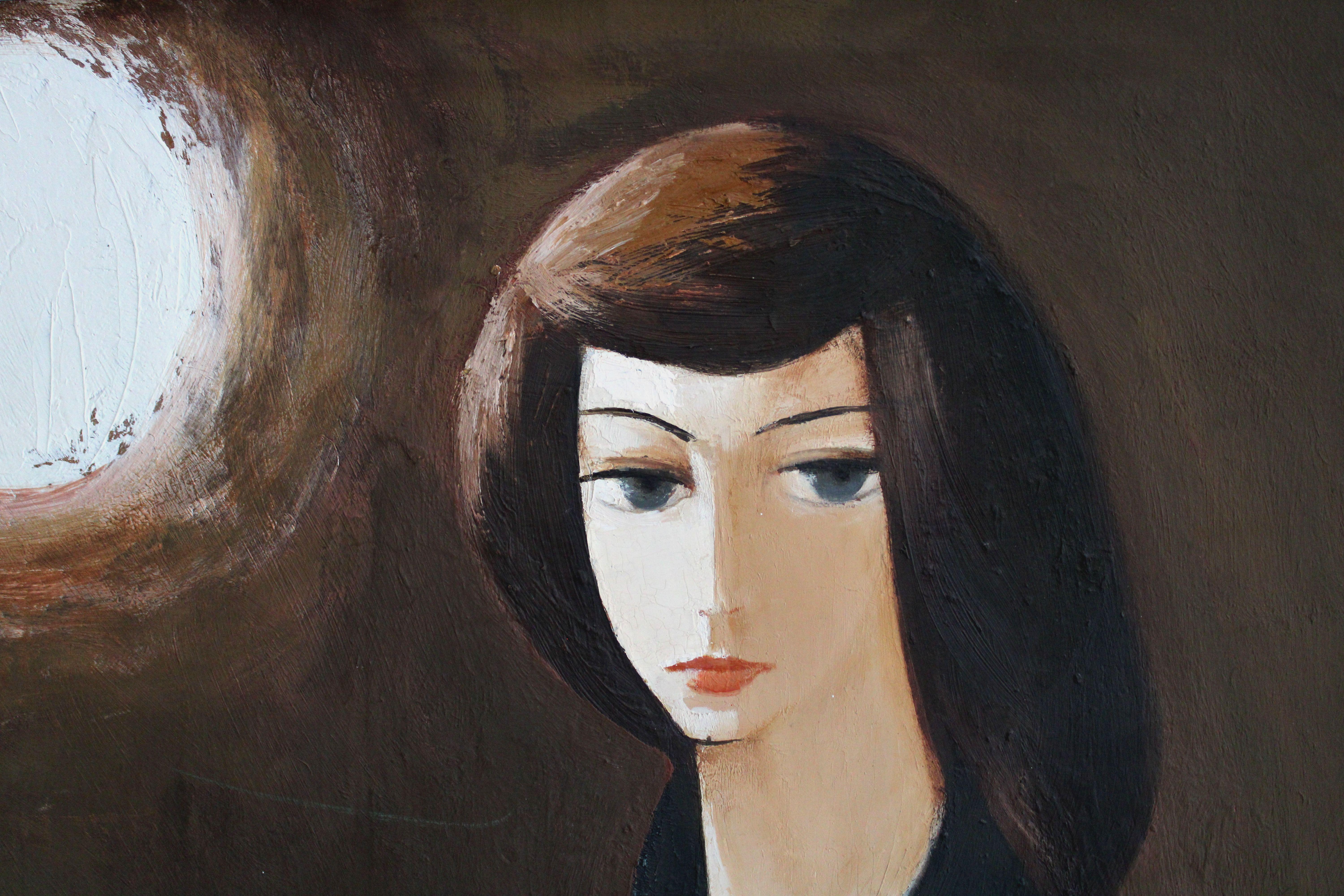 Daughter's portrait. Cardboard, oil, 98x77 cm For Sale 1