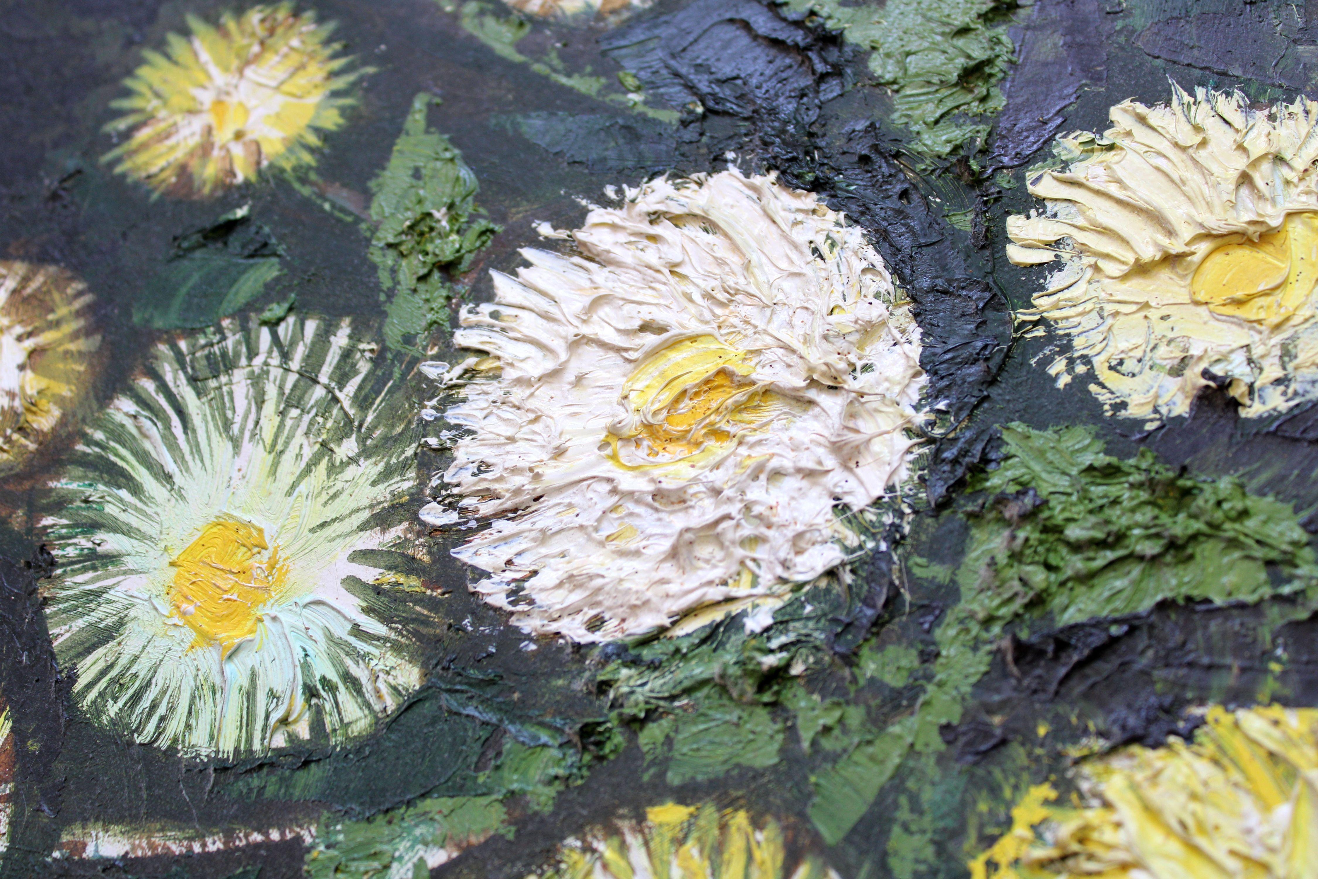 Blumen in einer Vase. Öl auf Leinwand, 66x49 cm (Schwarz), Interior Painting, von Laimdots Murnieks