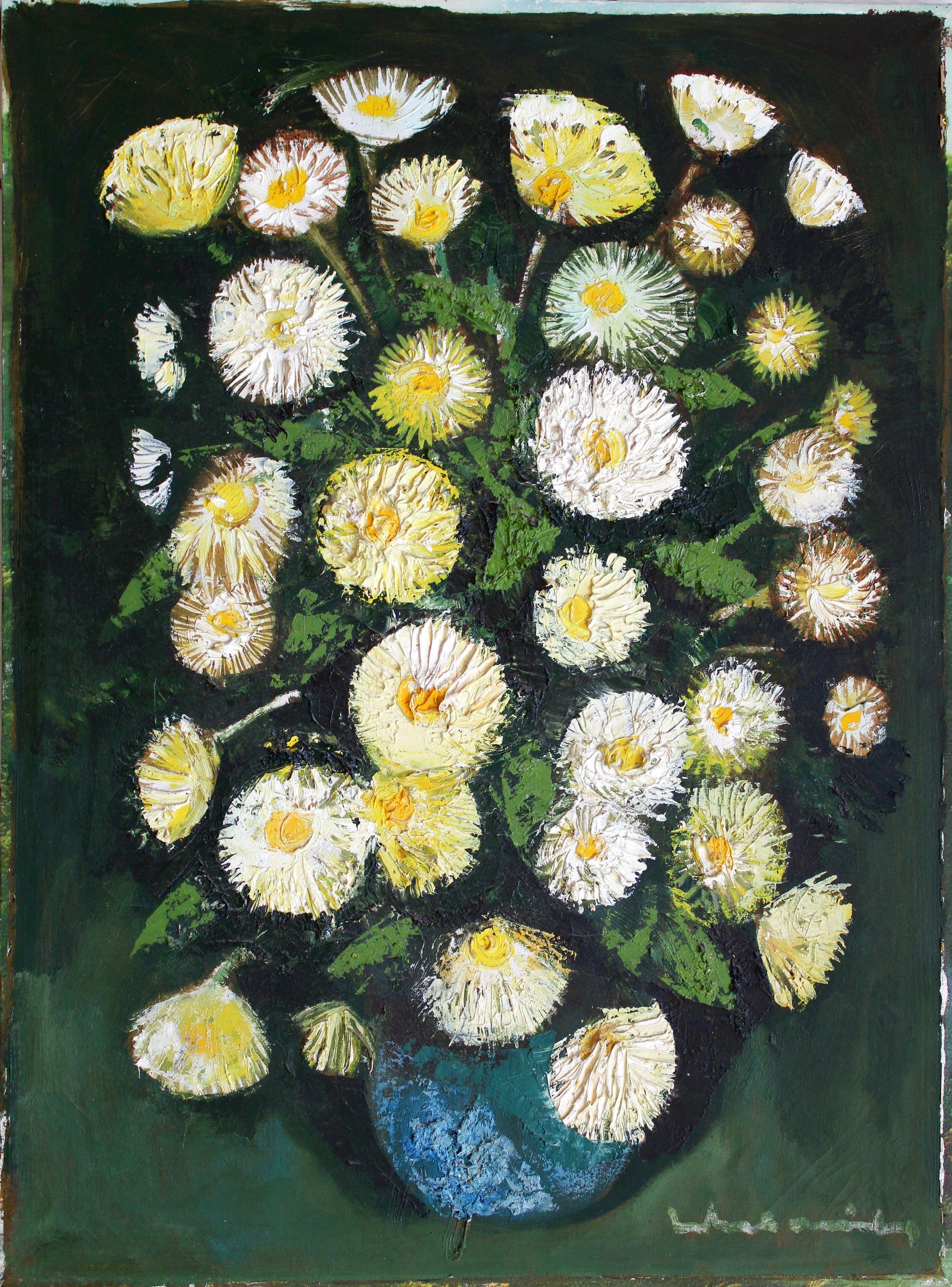 Blumen in einer Vase. Öl auf Leinwand, 66x49 cm im Angebot 4